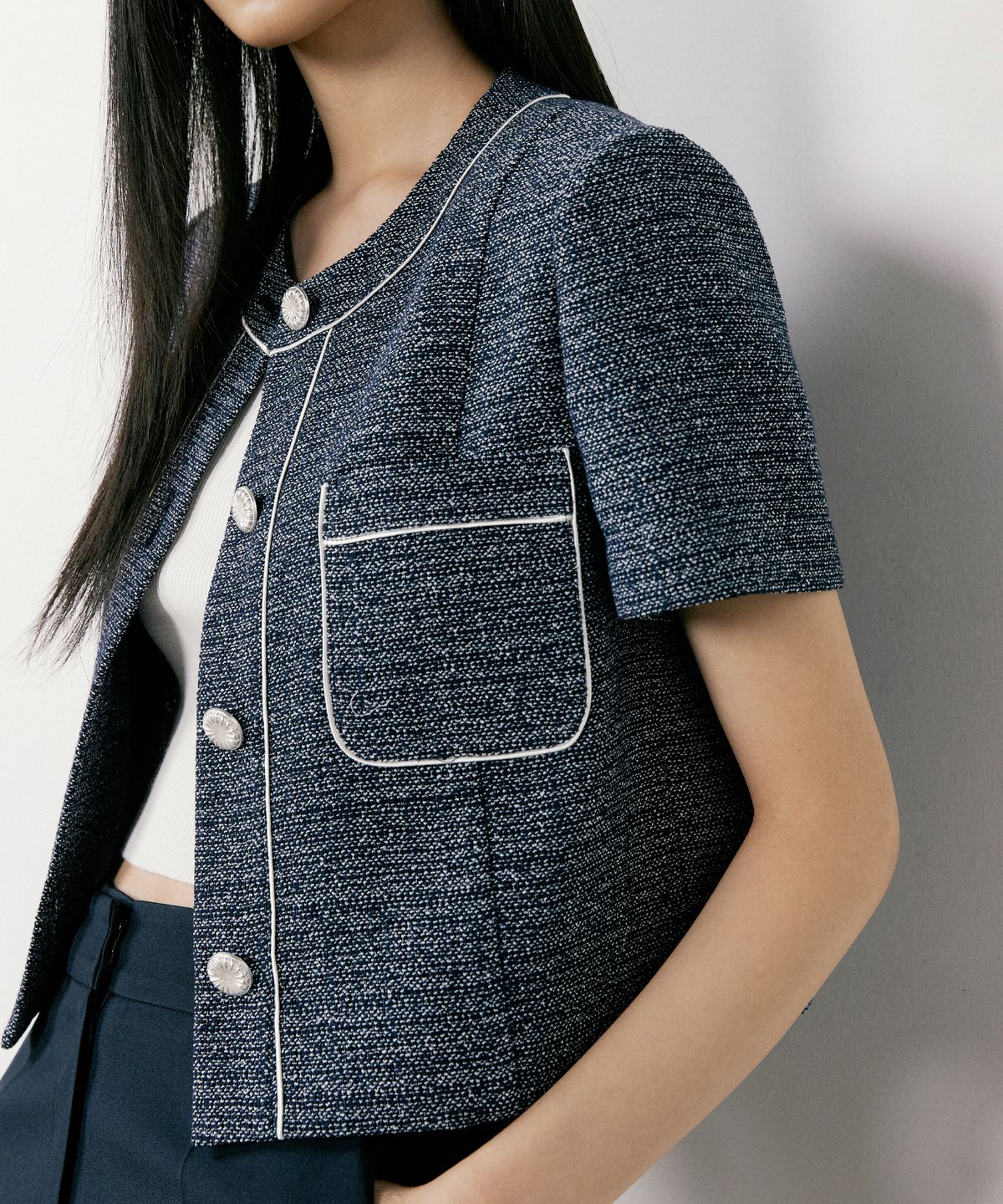 오떼뜨(OCTETTE) SUMMER LINE TWEED JK_2COLOR