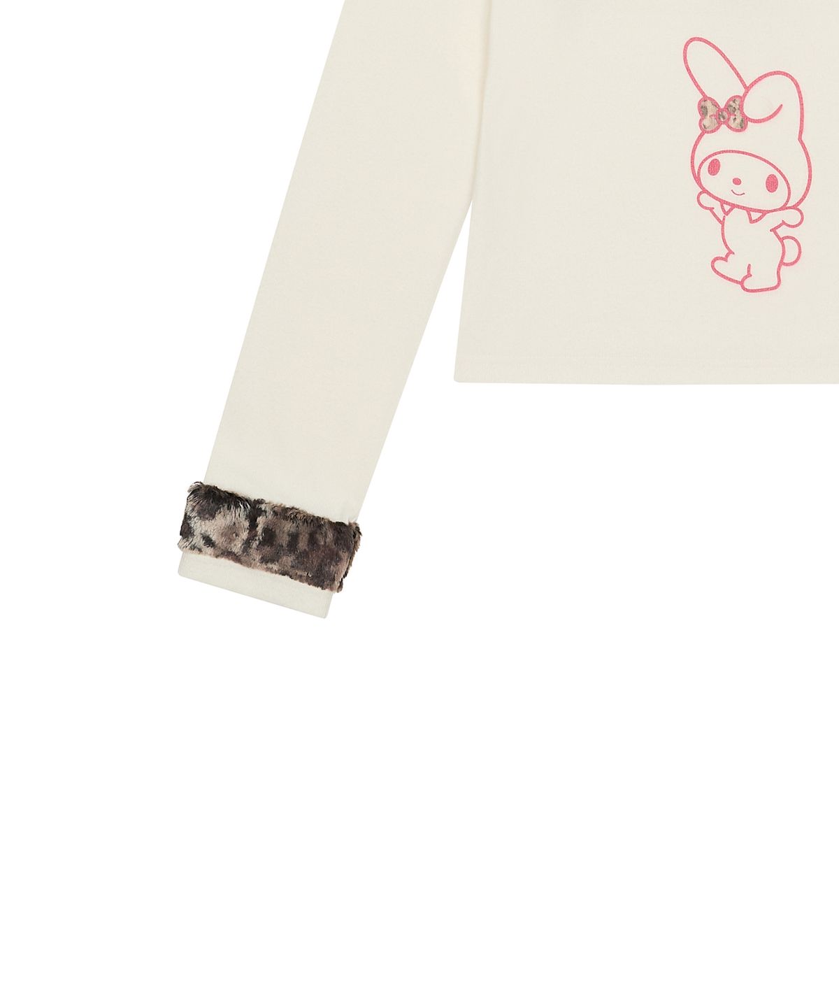 러브이즈트루(LUVISTRUE) [MY MELODY] FUR BUTTON SLEEVE TEE(WHITE)