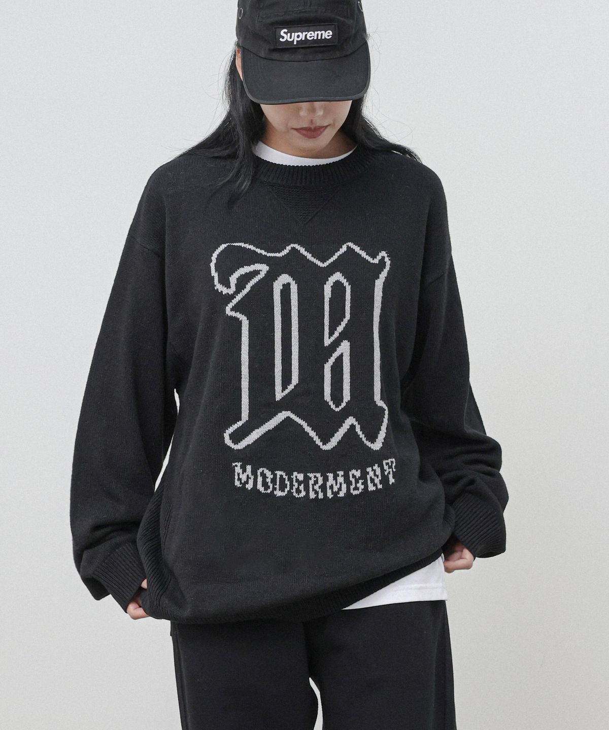 모더먼트(MODERMENT) 워셔블 오르딕 오버 니트 [블랙]