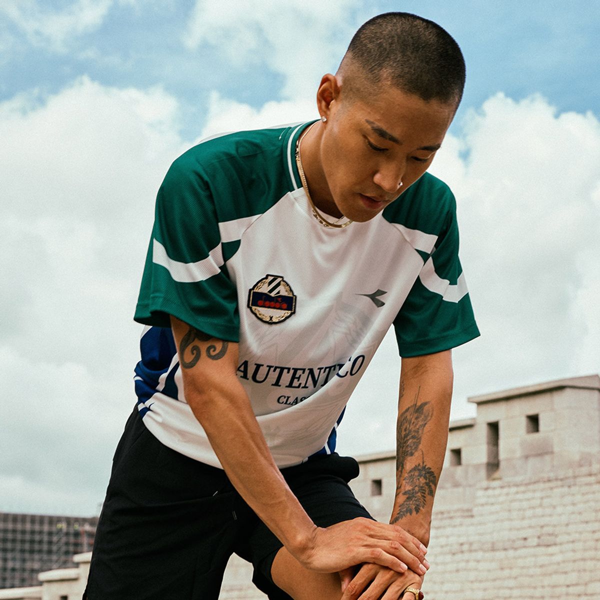 디아도라(diadora) 헤리티지 저지 러닝 반팔 티셔츠 OFF WHITE