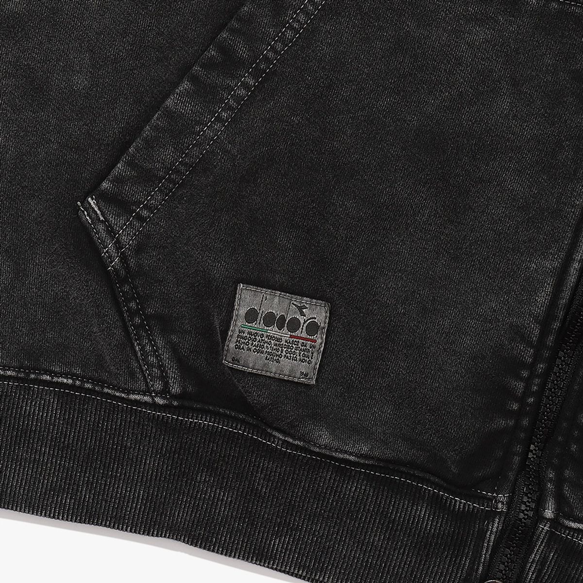 디아도라(diadora) 가먼트워싱 스웻 후드집업 자켓 BLACK