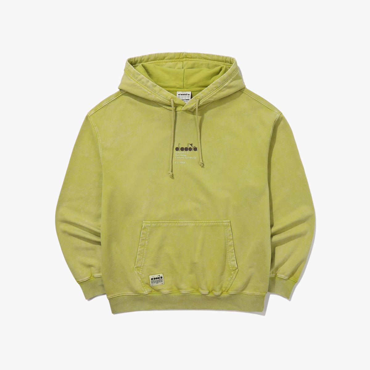 디아도라(diadora) 가먼트워싱 후드티셔츠 LIME