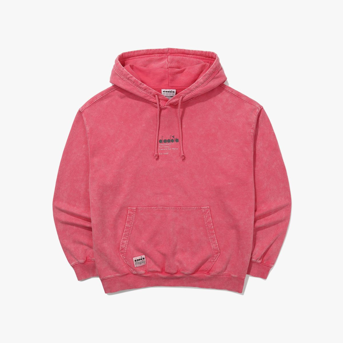 디아도라(diadora) 가먼트워싱 후드티셔츠 PINK