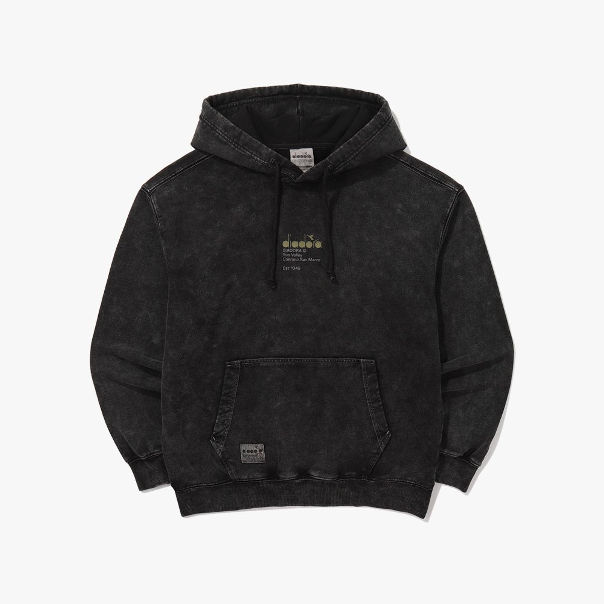 디아도라(diadora) 가먼트워싱 후드티셔츠 BLACK