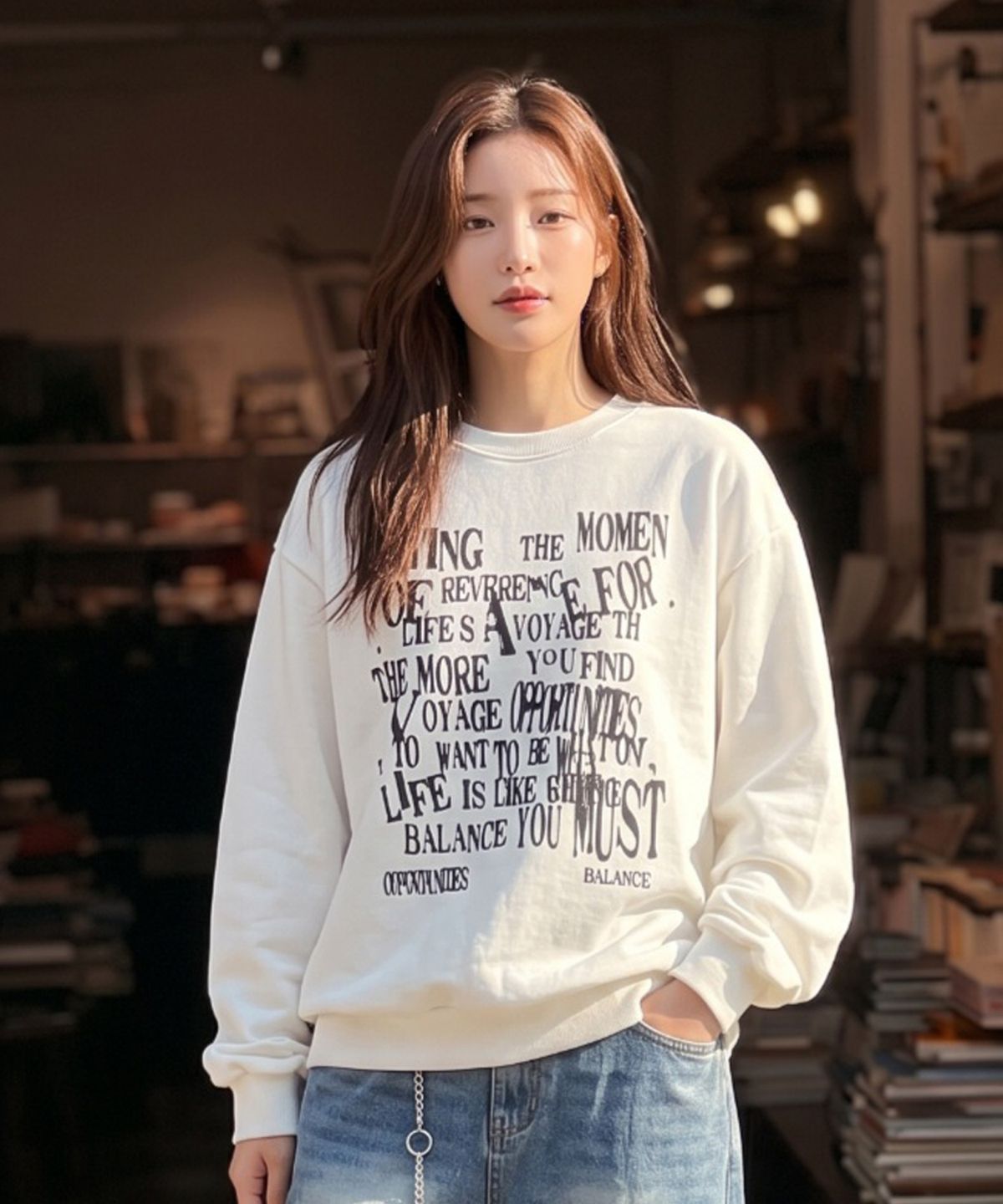 밴웍스(VANNWORKS) BALANCE TYPO 맨투맨 (VLS0079) 화이트