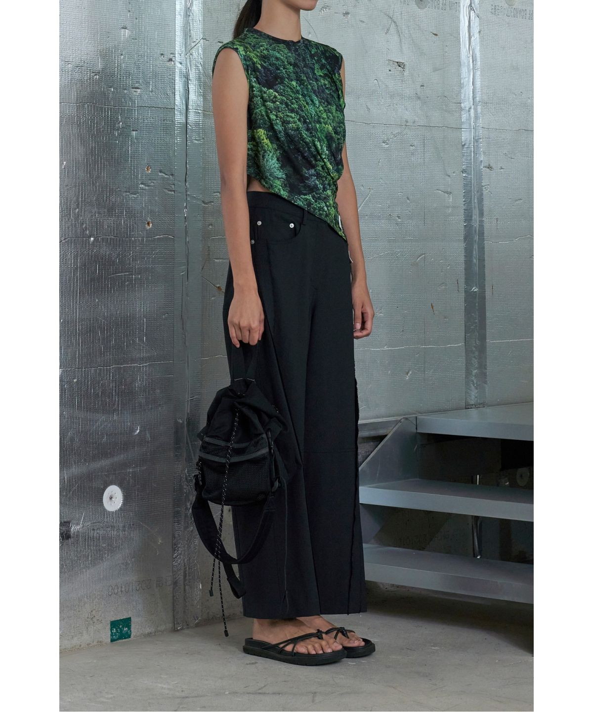래코드(RECODE) Unbalanced Casual Forest T-Shirts RQTAM23598GRX