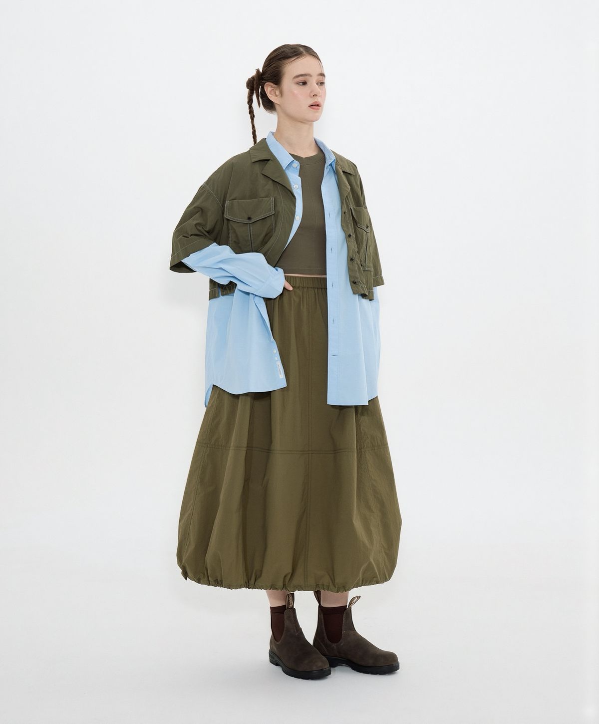 누크피터(NUUKFITTER) 838 BALLOON LONG SKIRT_WOMEN [KHAKI]