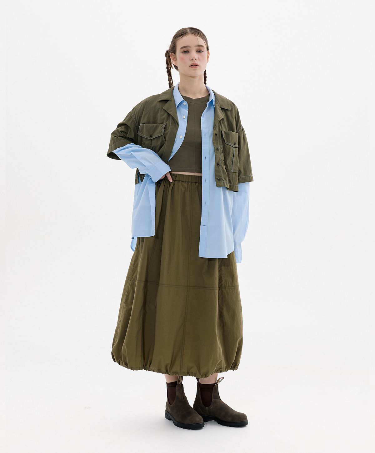 누크피터(NUUKFITTER) 838 BALLOON LONG SKIRT_WOMEN [KHAKI]