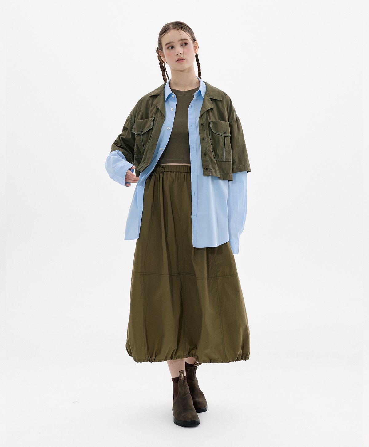 누크피터(NUUKFITTER) 838 BALLOON LONG SKIRT_WOMEN [KHAKI]