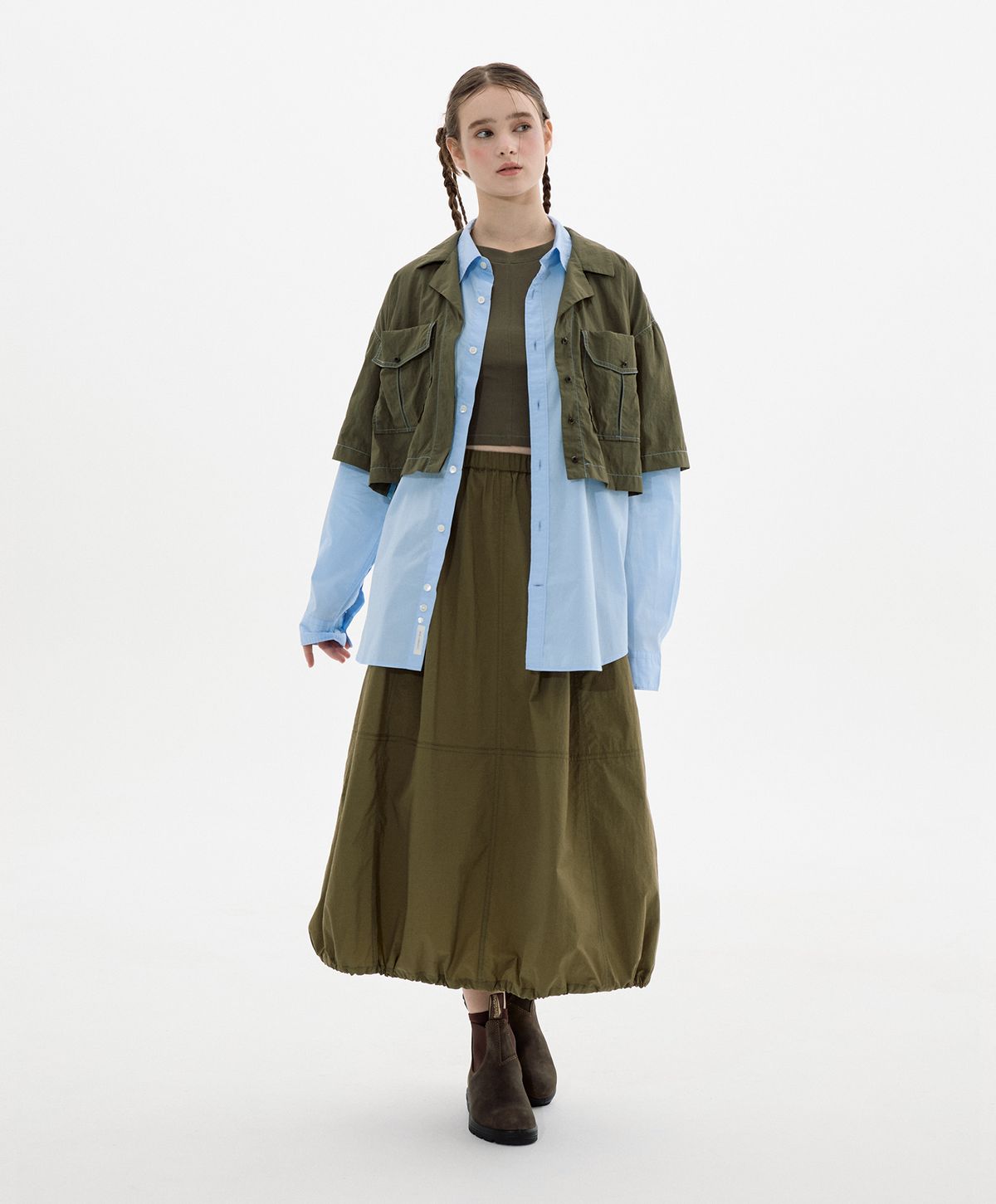 누크피터(NUUKFITTER) 838 BALLOON LONG SKIRT_WOMEN [KHAKI]