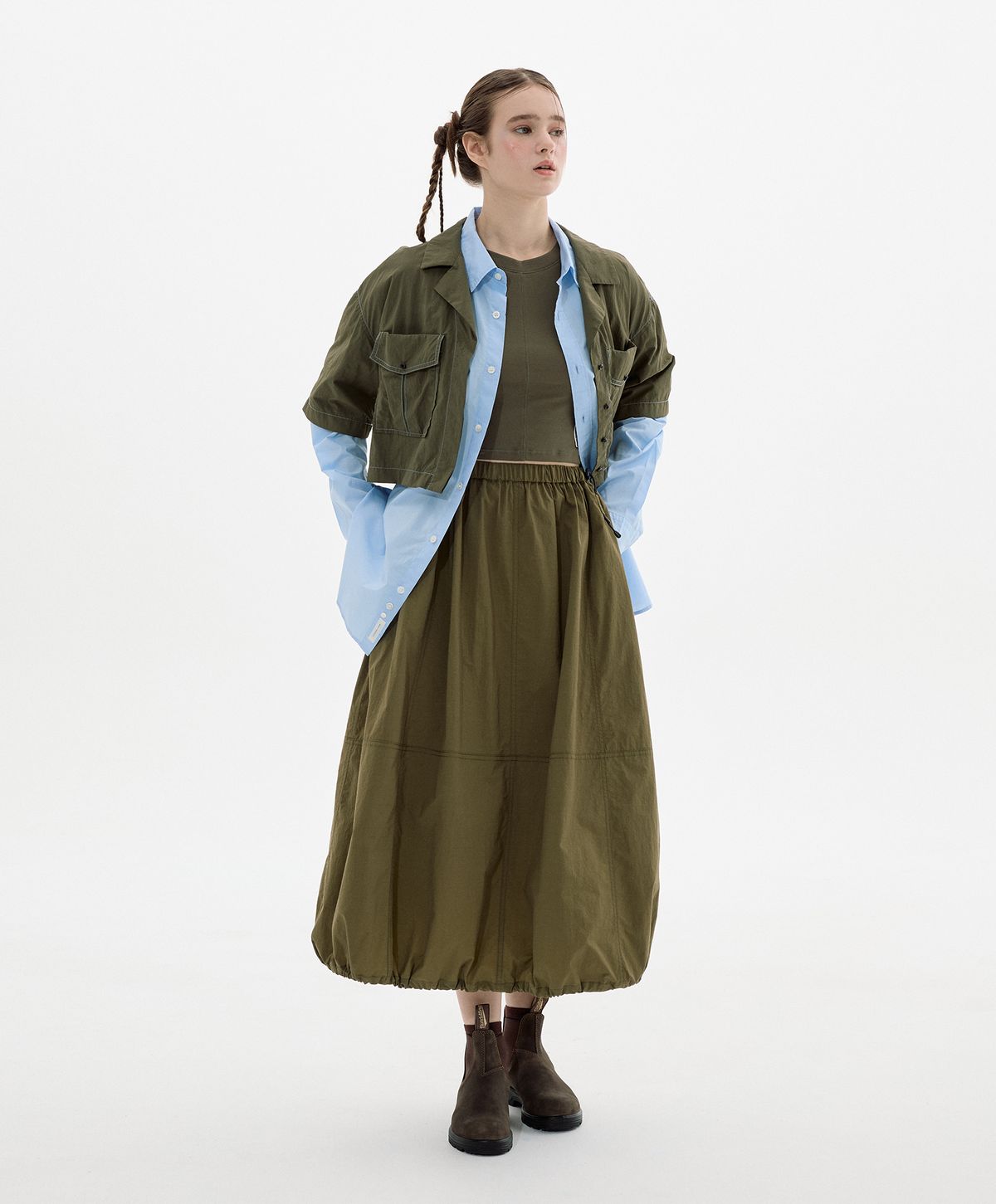 누크피터(NUUKFITTER) 838 BALLOON LONG SKIRT_WOMEN [KHAKI]