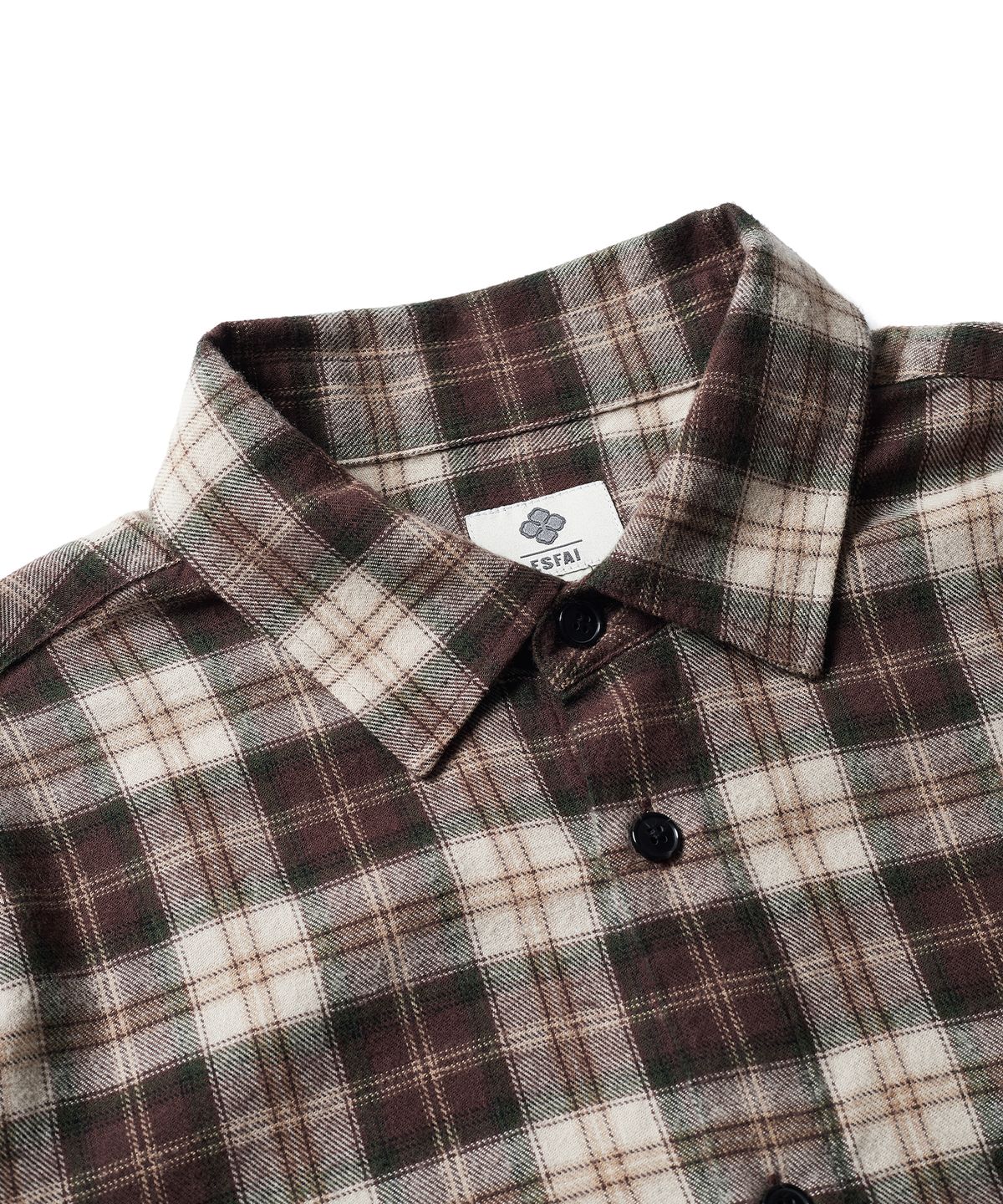 에스파이(ESFAI) ONE POCKET PLAID SHIRT (BROWN)