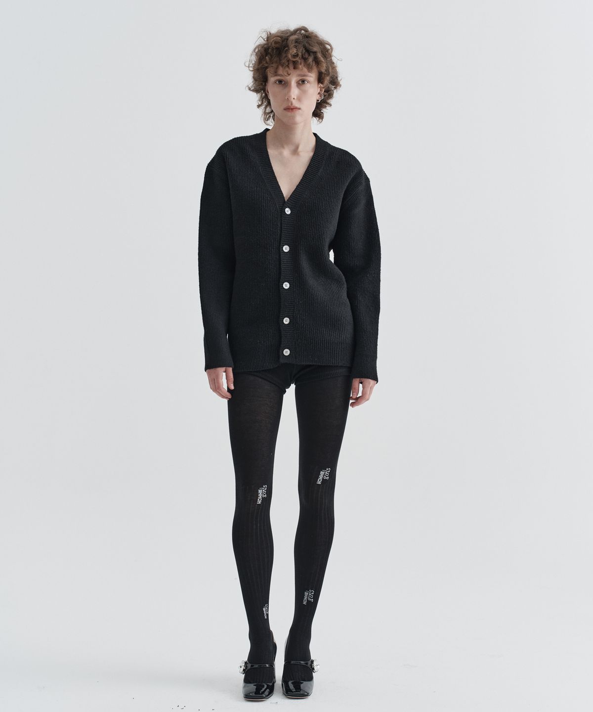 이지오 우먼(EZIO WOMEN) W Verre Hachi Y-Neck Cardigan_Black