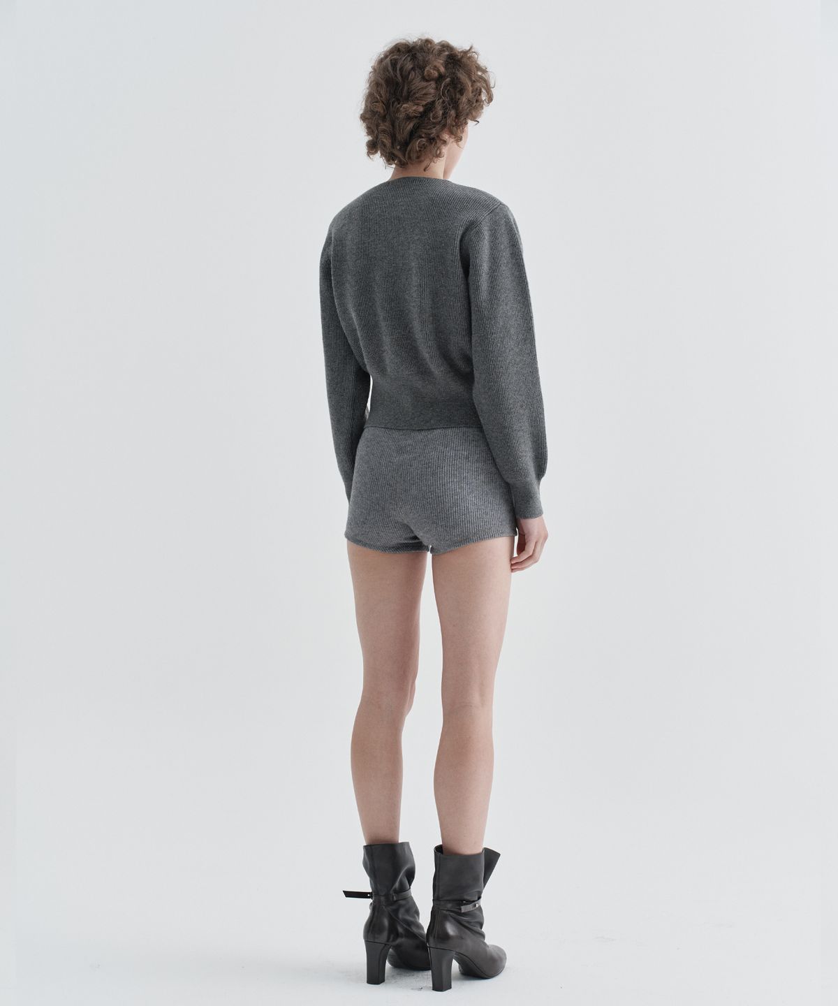이지오 우먼(EZIO WOMEN) W Corsel Crop Cardigan_Melange Grey