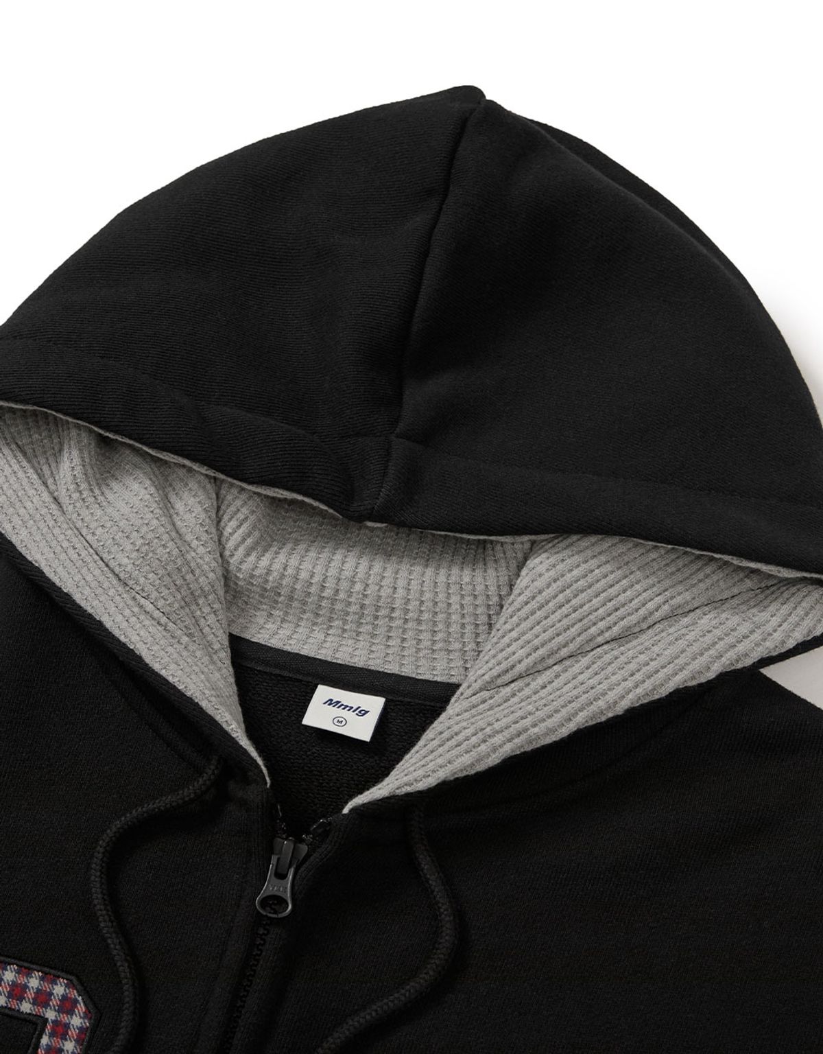 엠엠엘지(MMLG) [Mmlg] CHECK LOGO HOOD ZIP UP (EVERY BLACK)
