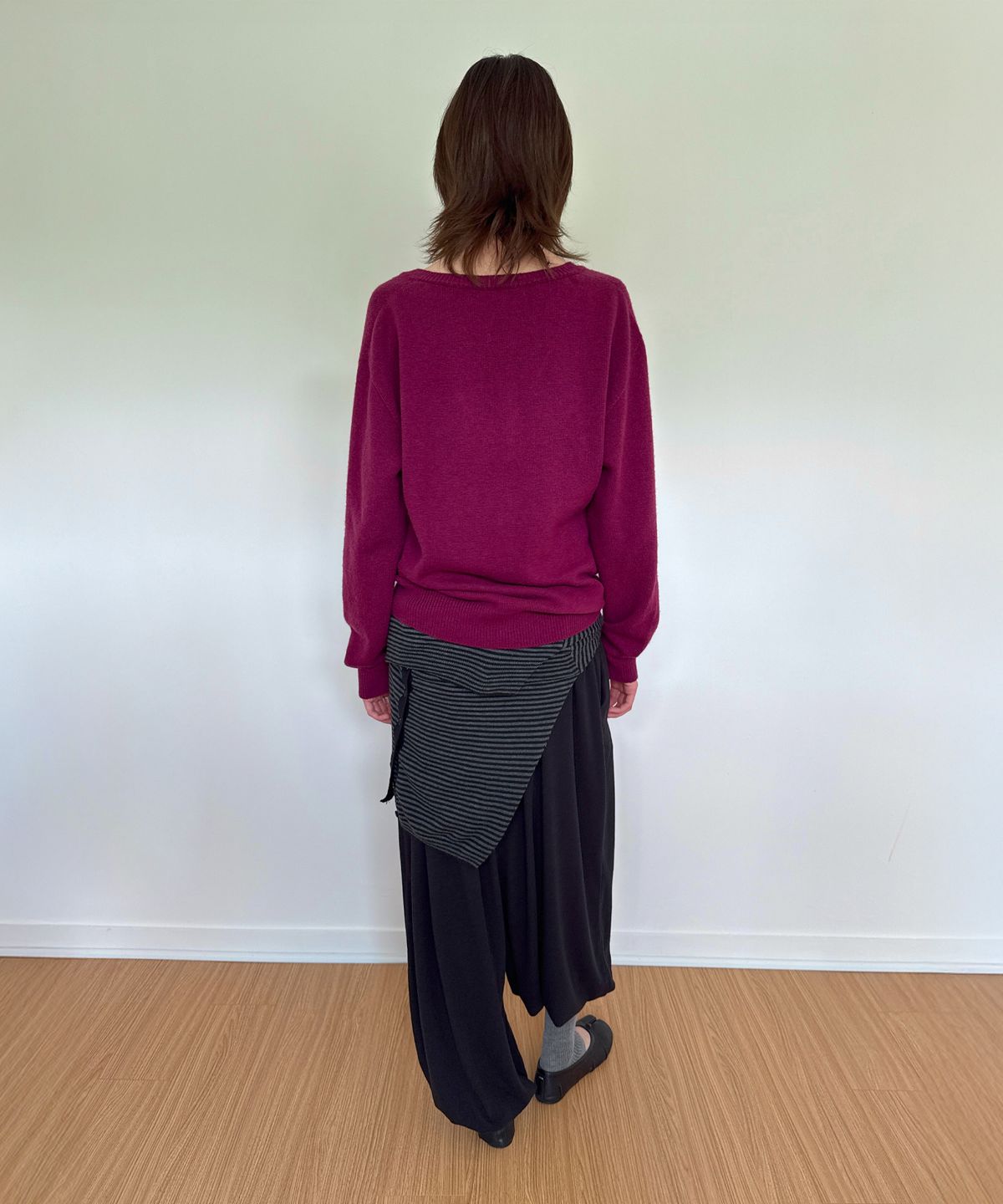 다이애그널(DIAGONAL) V NECK CASHMERE KNIT (plum)
