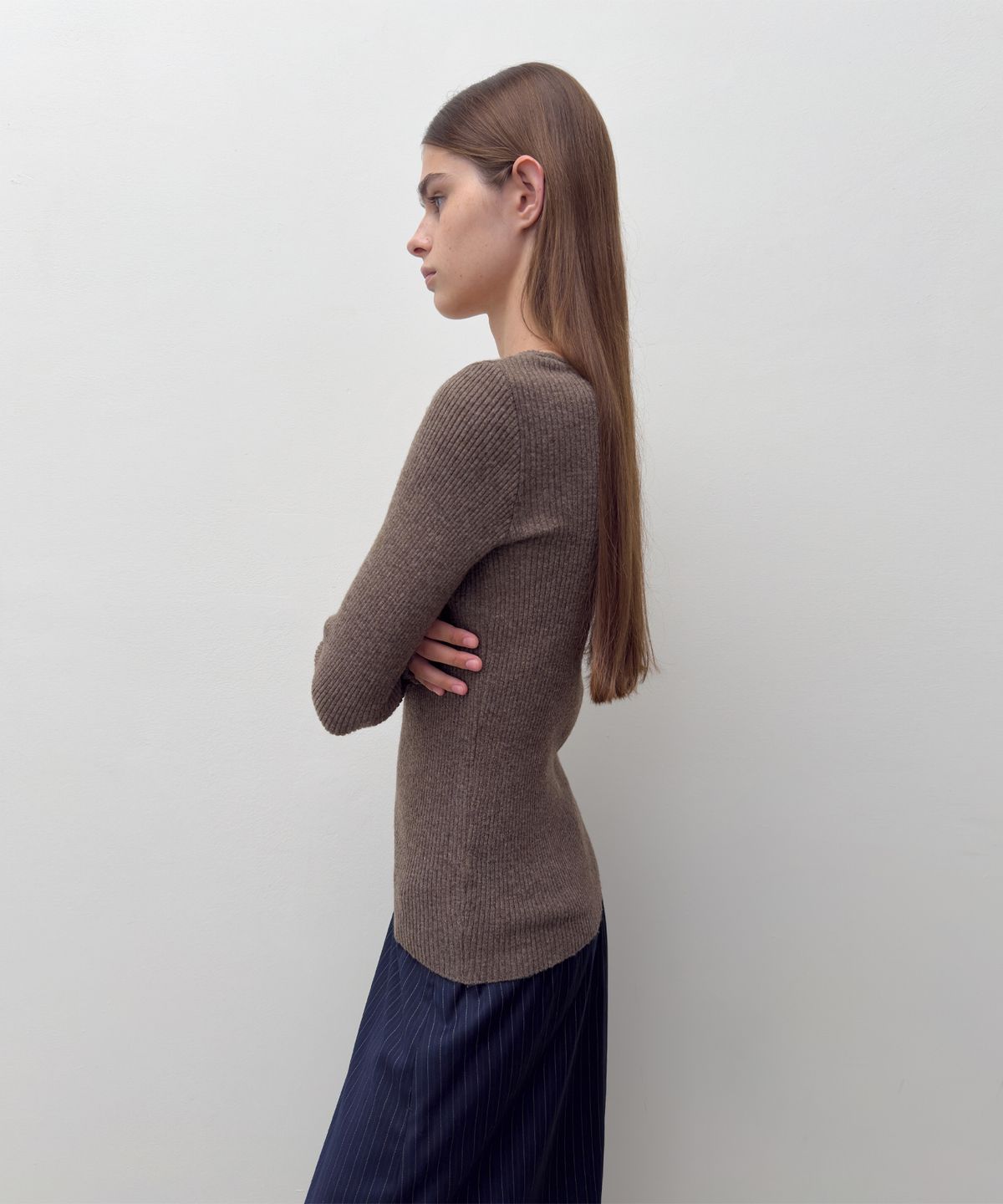 다이애그널(DIAGONAL) DIAGONAL BUTTON KNIT (brown)
