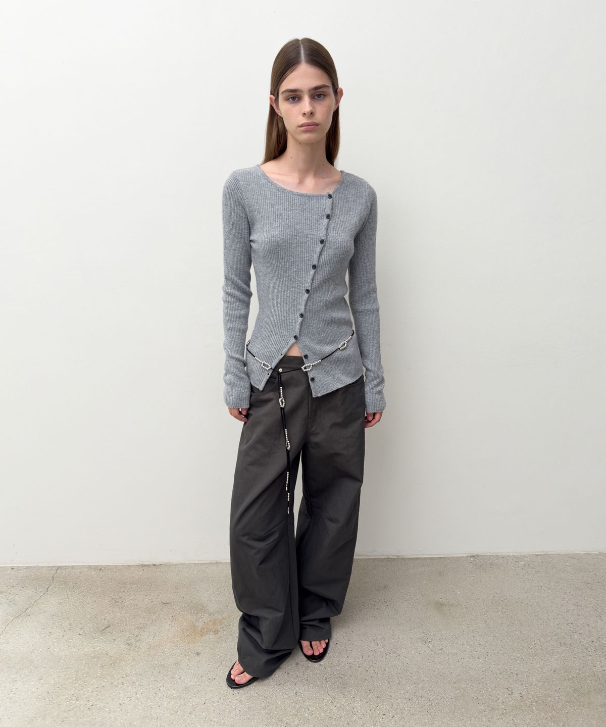 다이애그널(DIAGONAL) DIAGONAL BUTTON KNIT (grey)