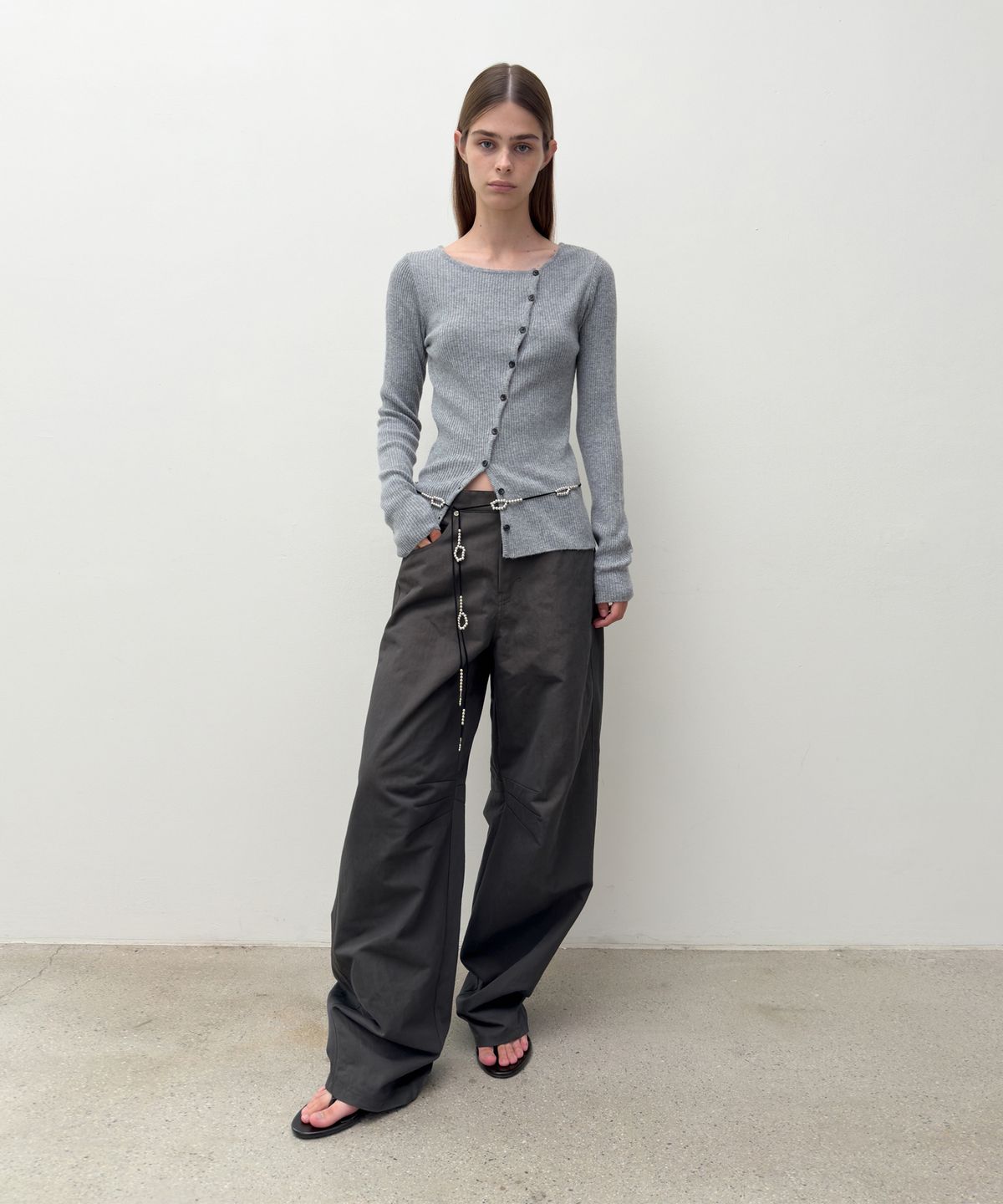 다이애그널(DIAGONAL) DIAGONAL BUTTON KNIT (grey)