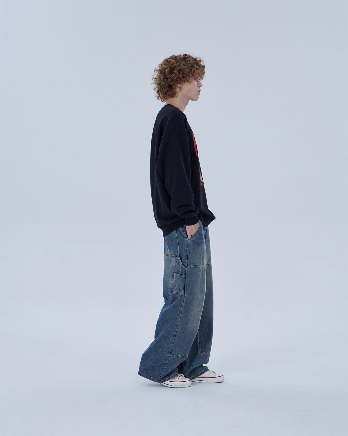 디스펑트(DYSFUNCT) DOUBLE KNEE WASHING DENIM PANTS (BLUE)