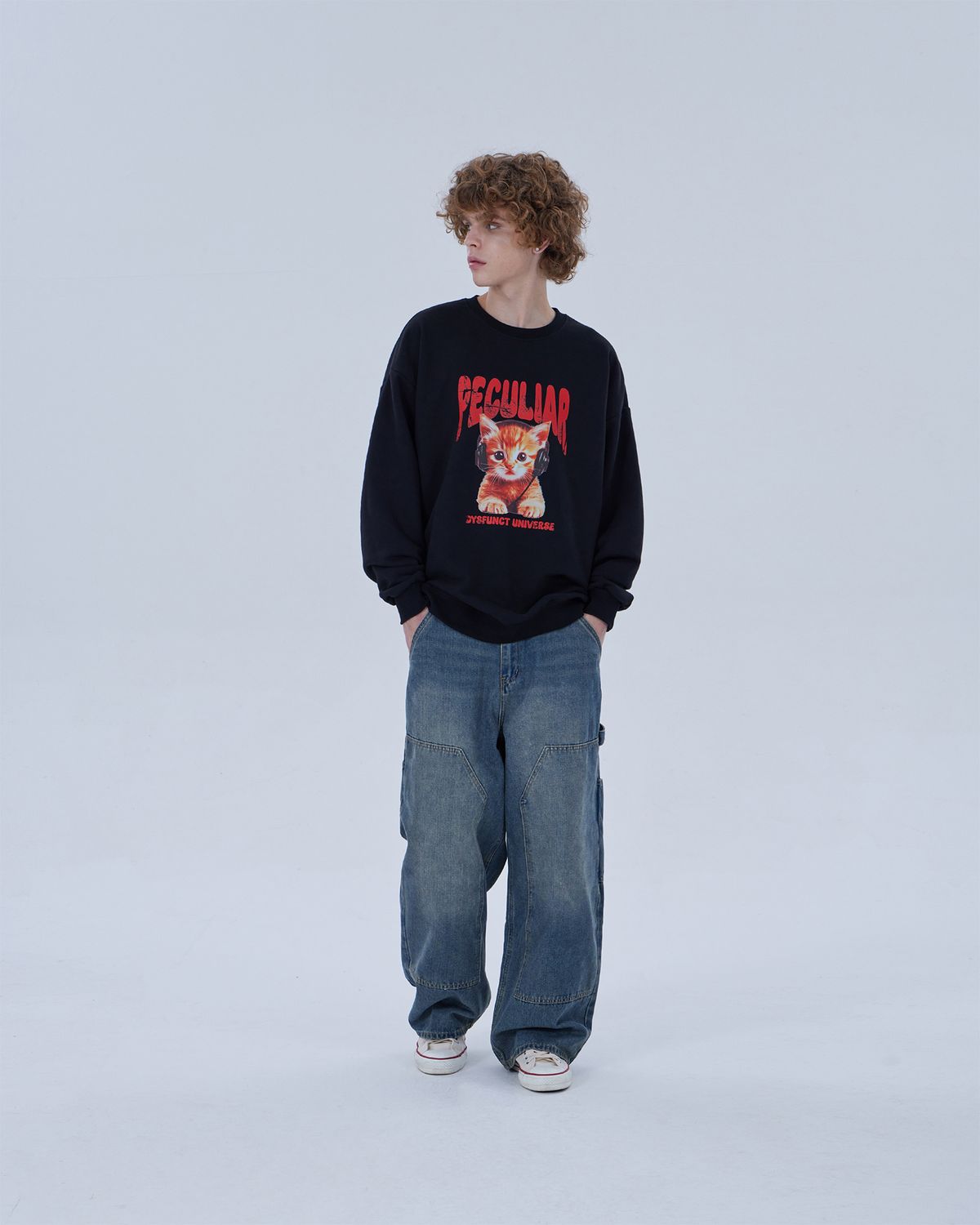 디스펑트(DYSFUNCT) DOUBLE KNEE WASHING DENIM PANTS (BLUE)