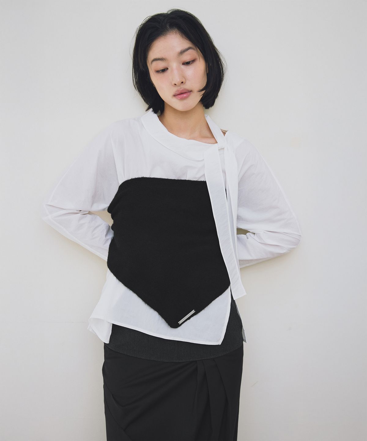 로우타이드(LOW TIDE) WOOL KNIT SCARF [BLACK]