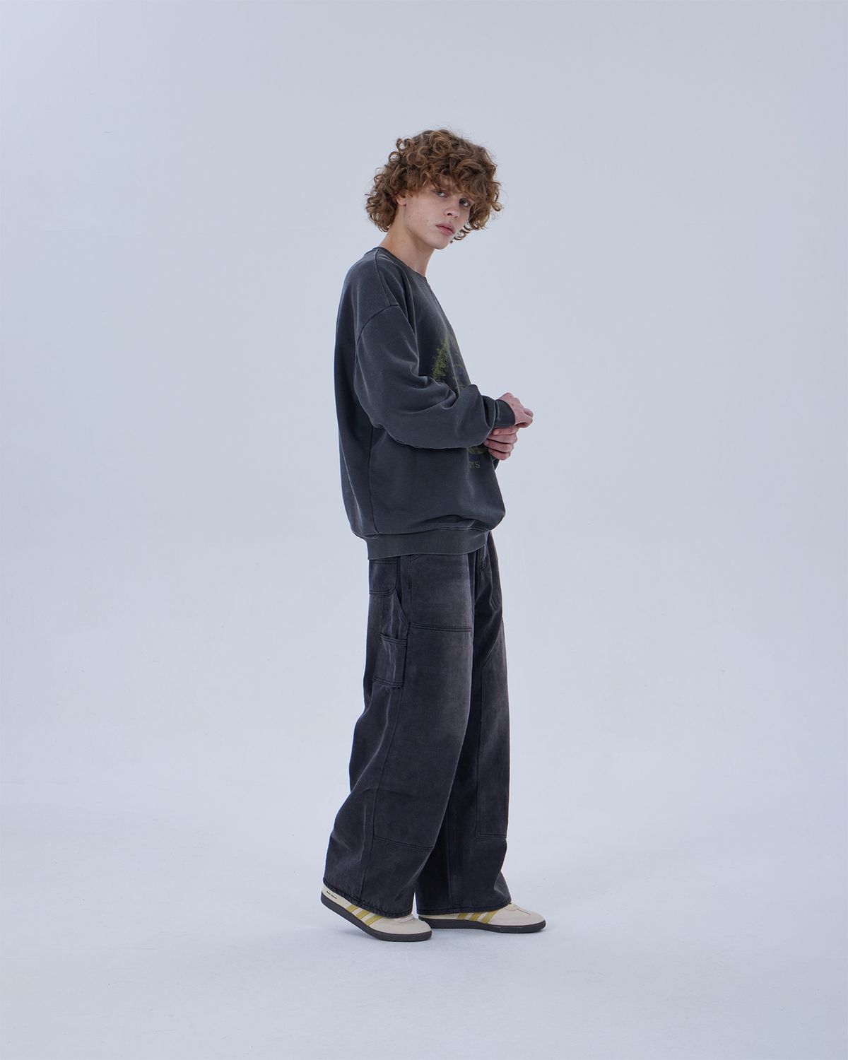 디스펑트(DYSFUNCT) DOUBLE KNEE WASHING DENIM PANTS (BLACK)