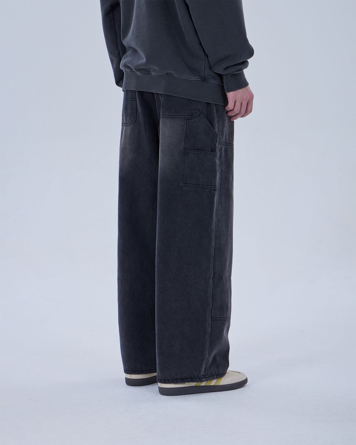디스펑트(DYSFUNCT) DOUBLE KNEE WASHING DENIM PANTS (BLACK)