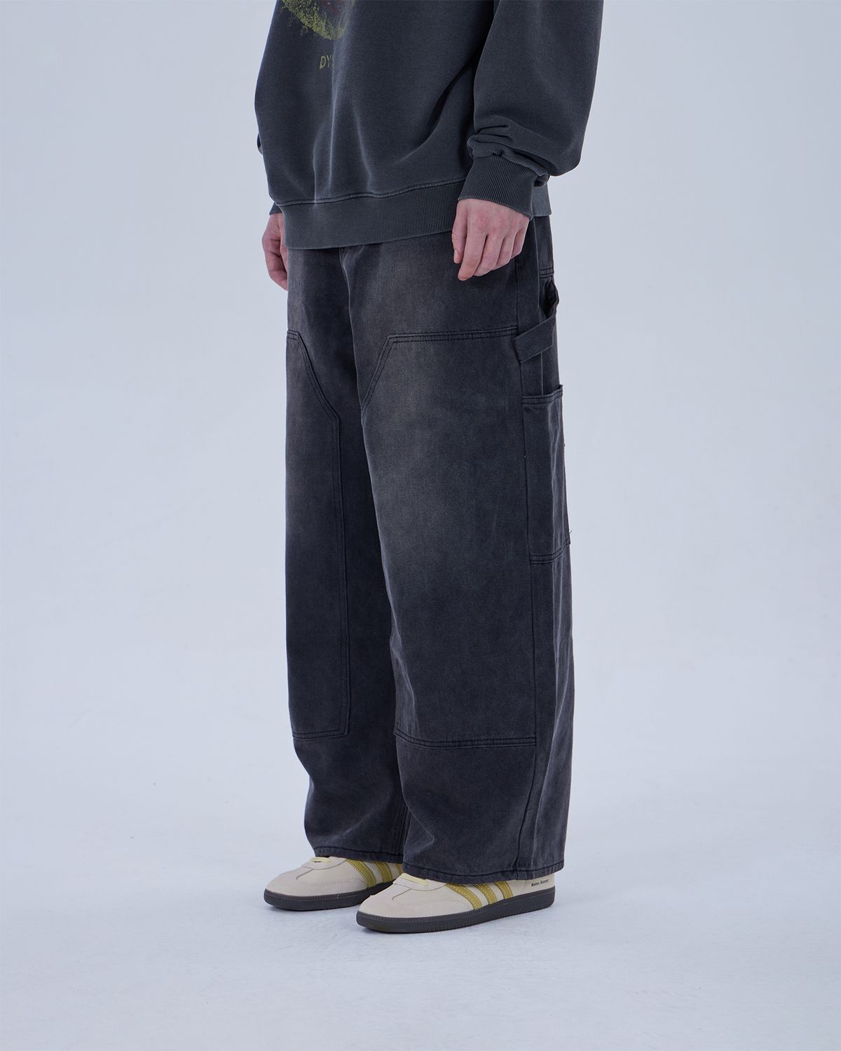 디스펑트(DYSFUNCT) DOUBLE KNEE WASHING DENIM PANTS (BLACK)