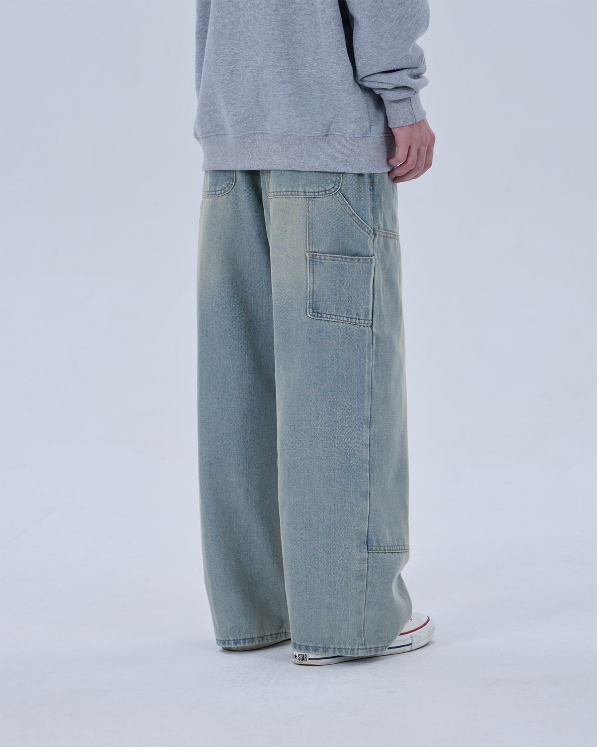 디스펑트(DYSFUNCT) DOUBLE KNEE WASHING DENIM PANTS (LIGHT BLUE)