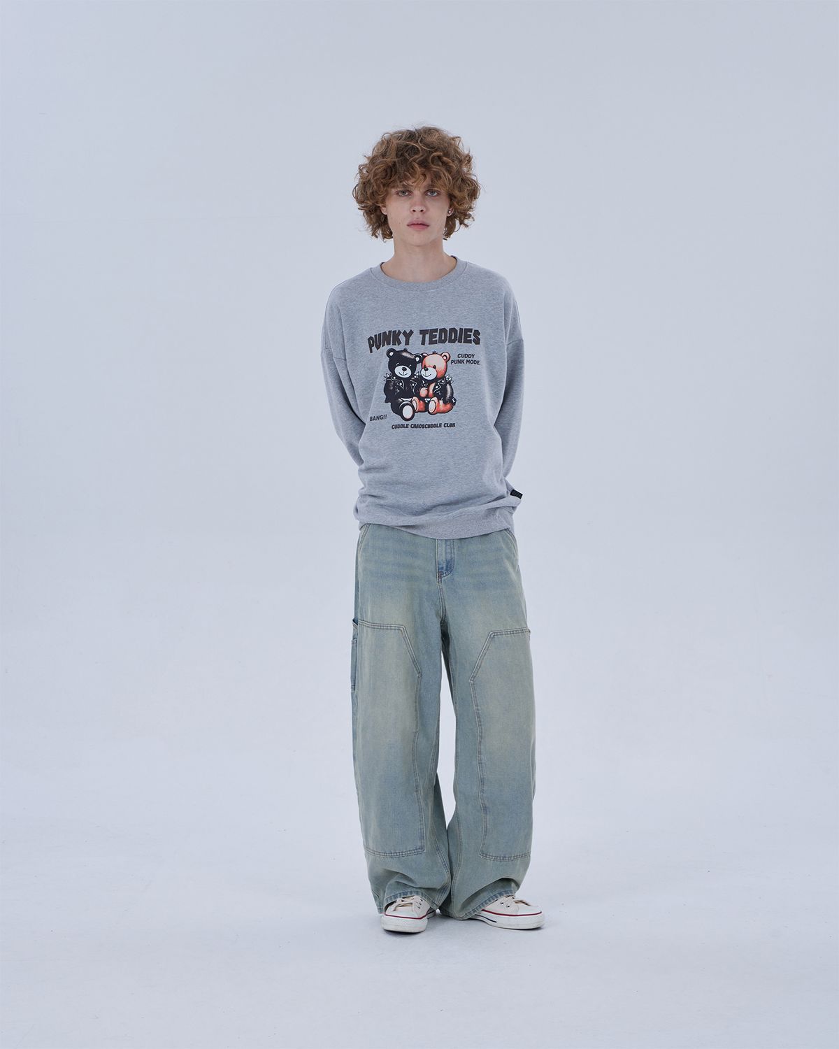 디스펑트(DYSFUNCT) DOUBLE KNEE WASHING DENIM PANTS (LIGHT BLUE)