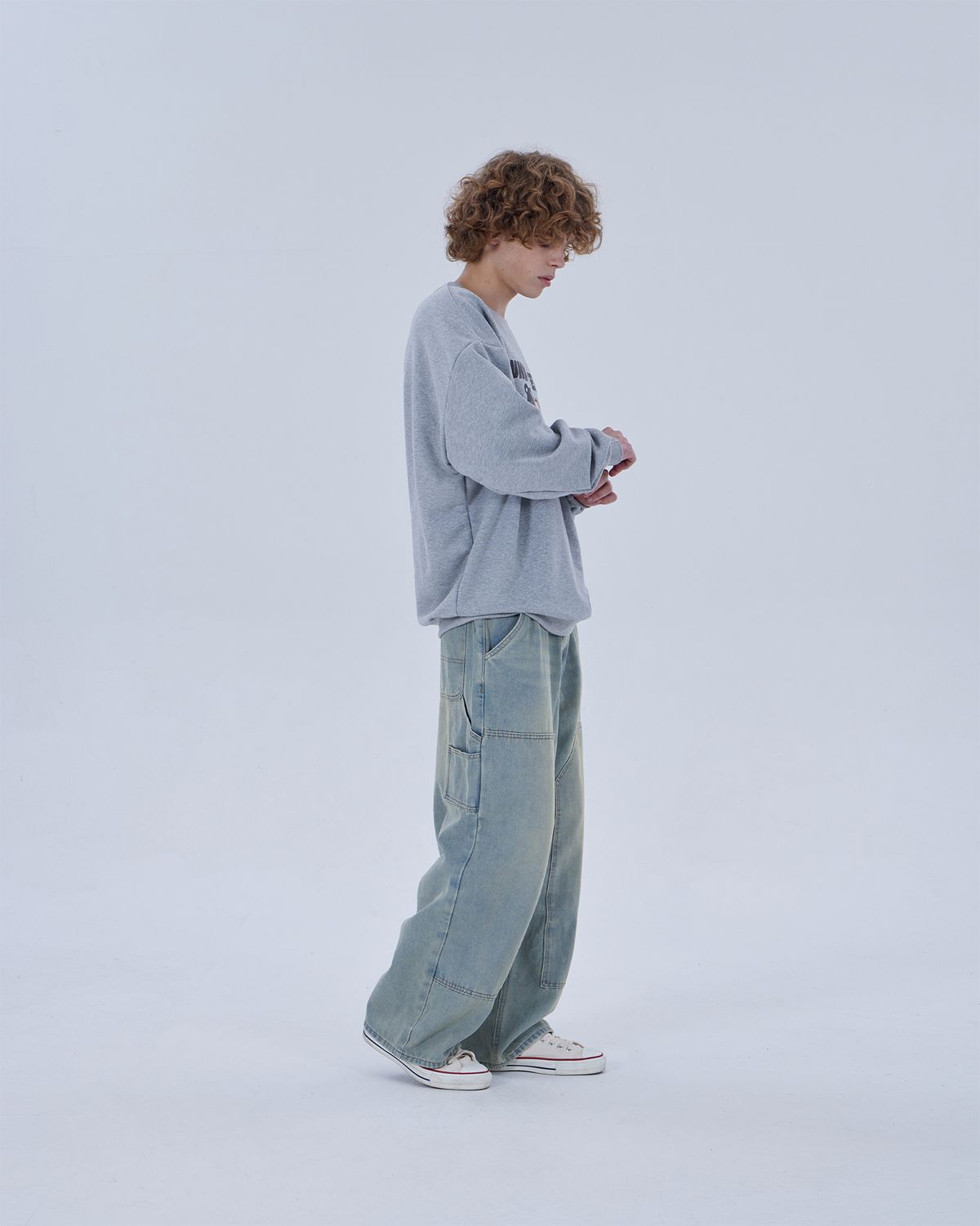 디스펑트(DYSFUNCT) DOUBLE KNEE WASHING DENIM PANTS (LIGHT BLUE)