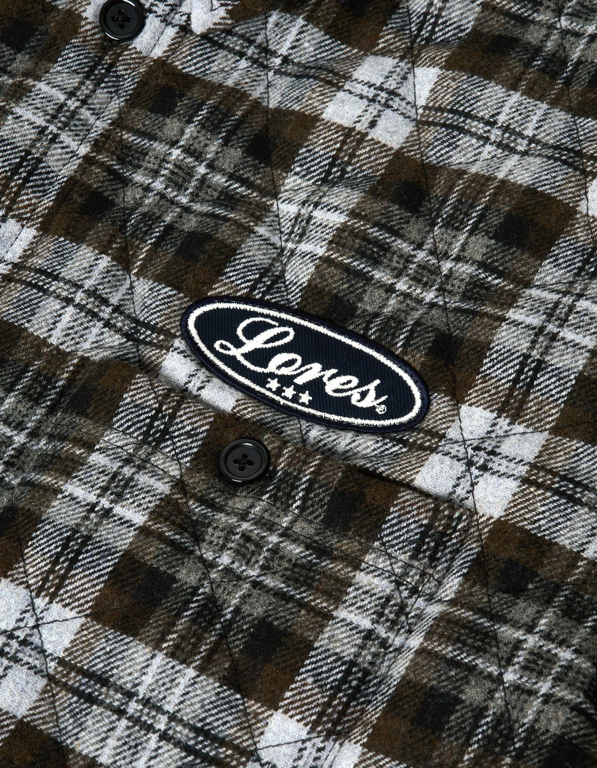 로어즈(LORES) Quilted Hooded Shirts - Charcoal
