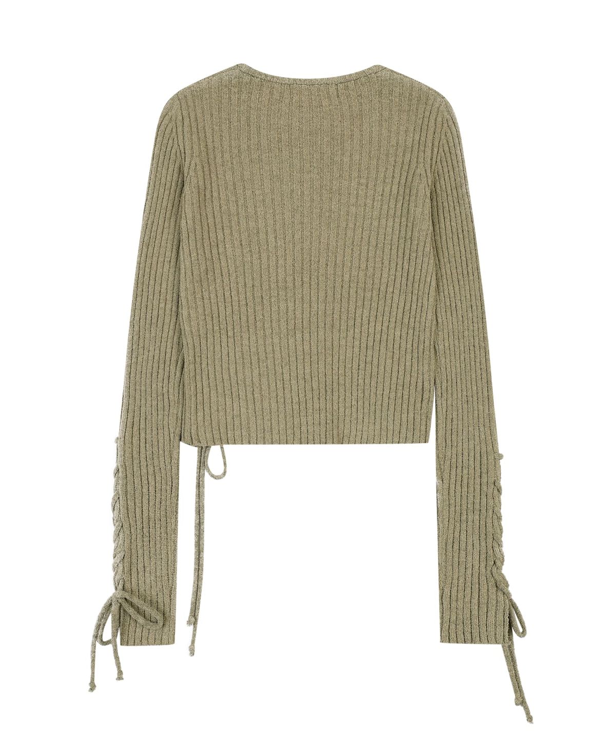 오디너리 홀리데이(ORDINARY HOLIDAY) LACE-UP SLIM PULLOVER [KHAKI]