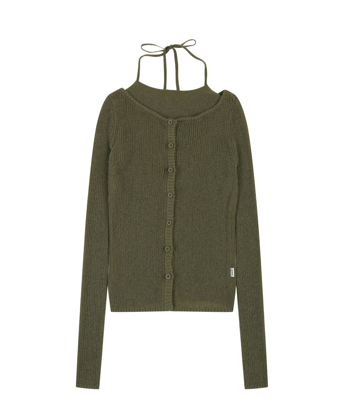 오디너리 홀리데이(ORDINARY HOLIDAY) LAYERED HALTER KNIT SET [KHAKI]