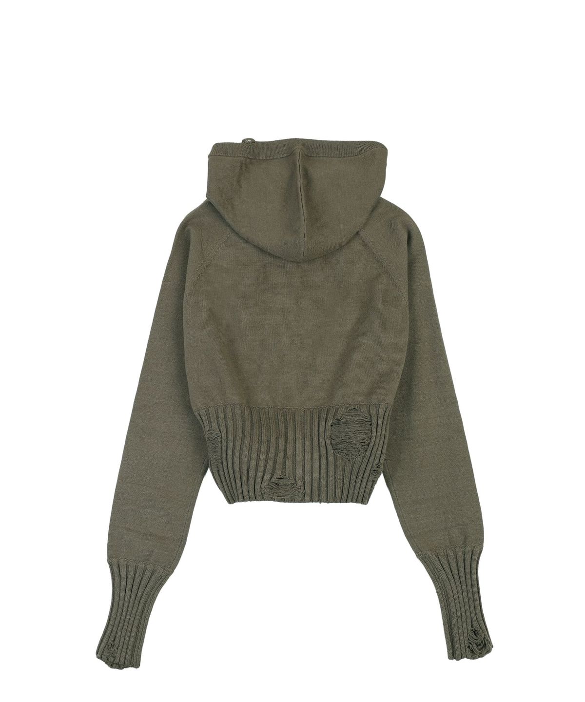 오디너리 홀리데이(ORDINARY HOLIDAY) POM-POM KNIT HOOD ZIP-UP [KHAKI]