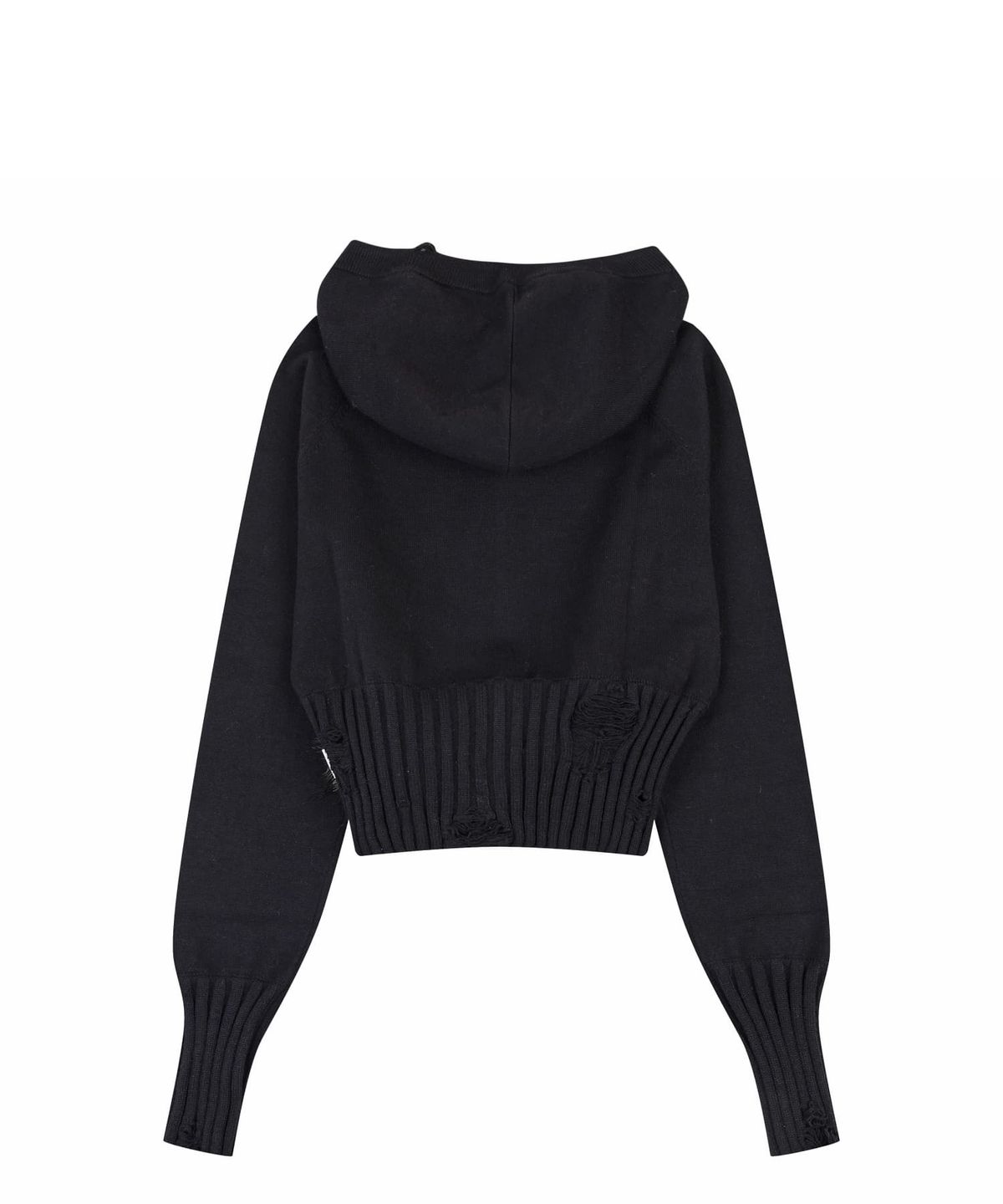 오디너리 홀리데이(ORDINARY HOLIDAY) POM-POM KNIT HOOD ZIP-UP [BLACK]