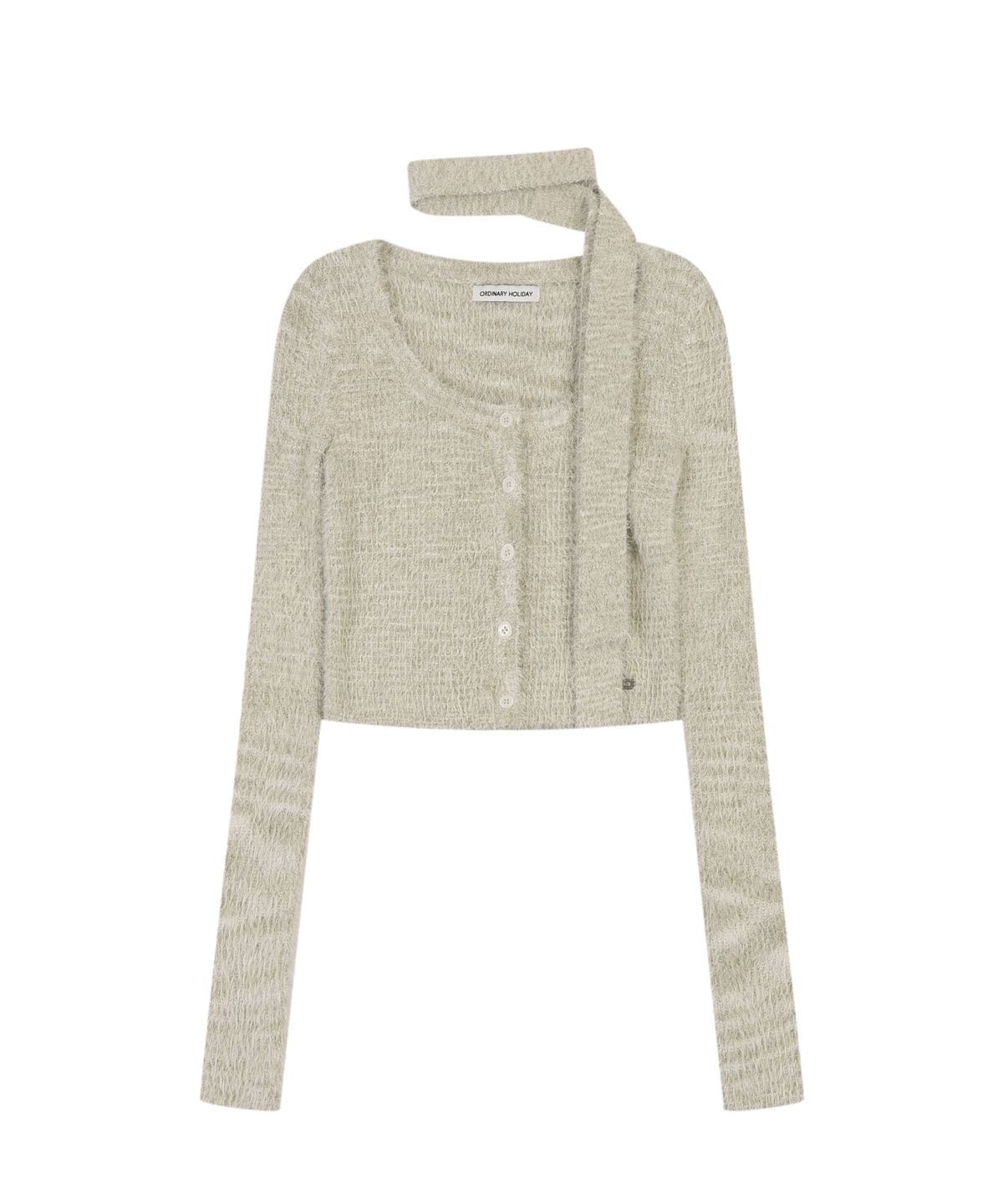오디너리 홀리데이(ORDINARY HOLIDAY) HAIRY MULTI MIX KNIT CARDIGAN [KHAKI]