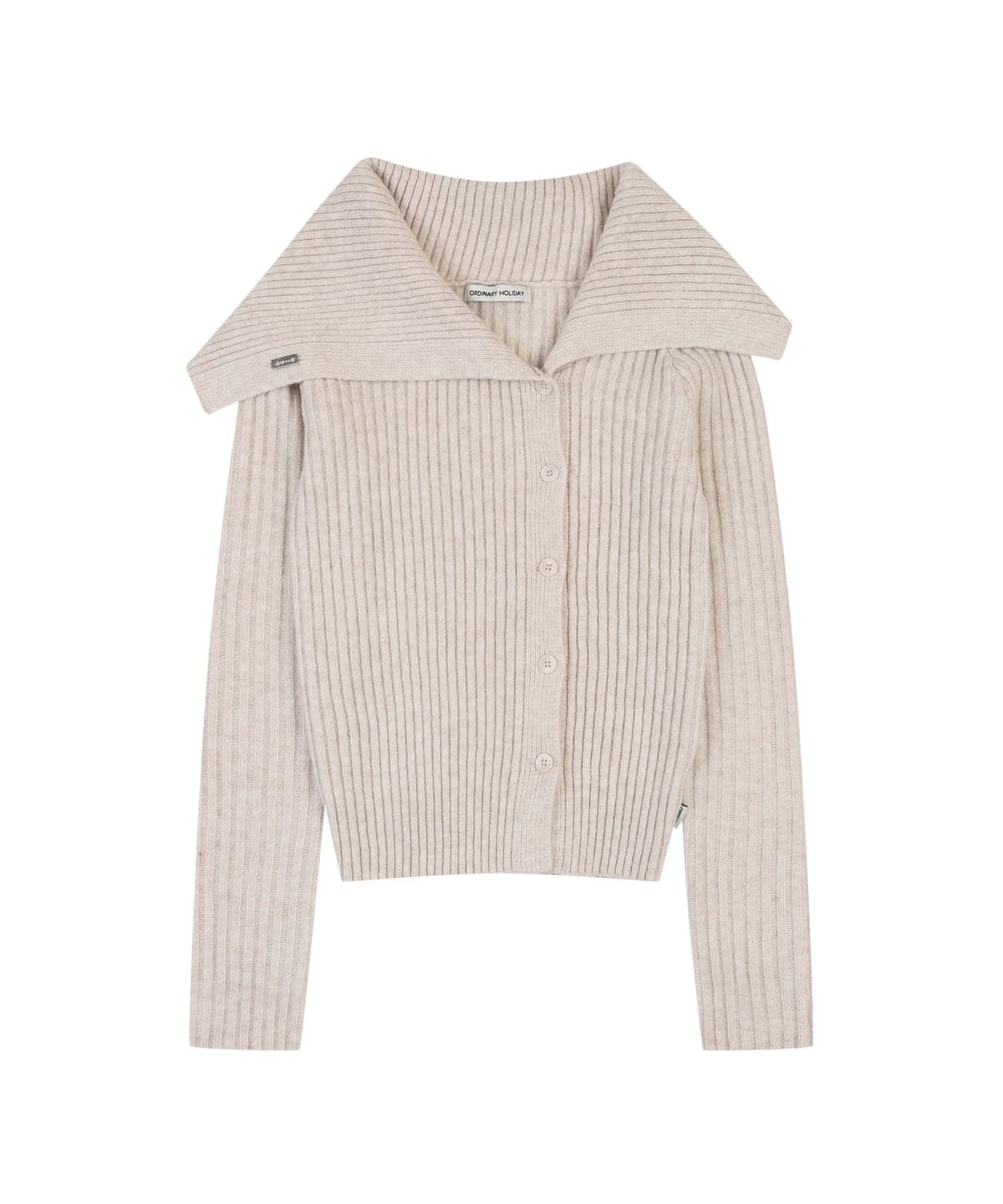 오디너리 홀리데이(ORDINARY HOLIDAY) ASYMMETRIC BUTTON CARDIGAN [BEIGE]