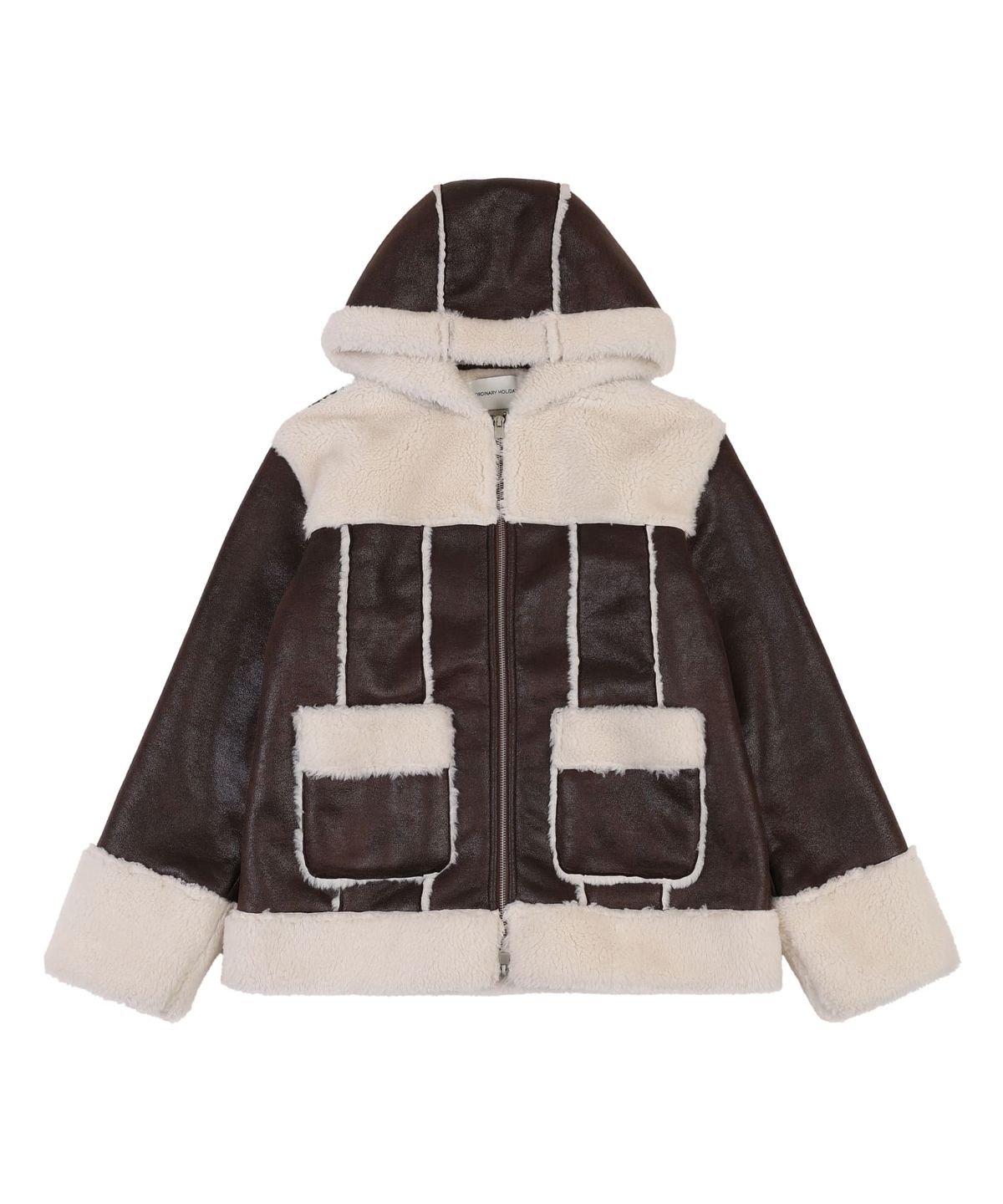 오디너리 홀리데이(ORDINARY HOLIDAY) HOODED SHEARLING JUMPER [BROWN]