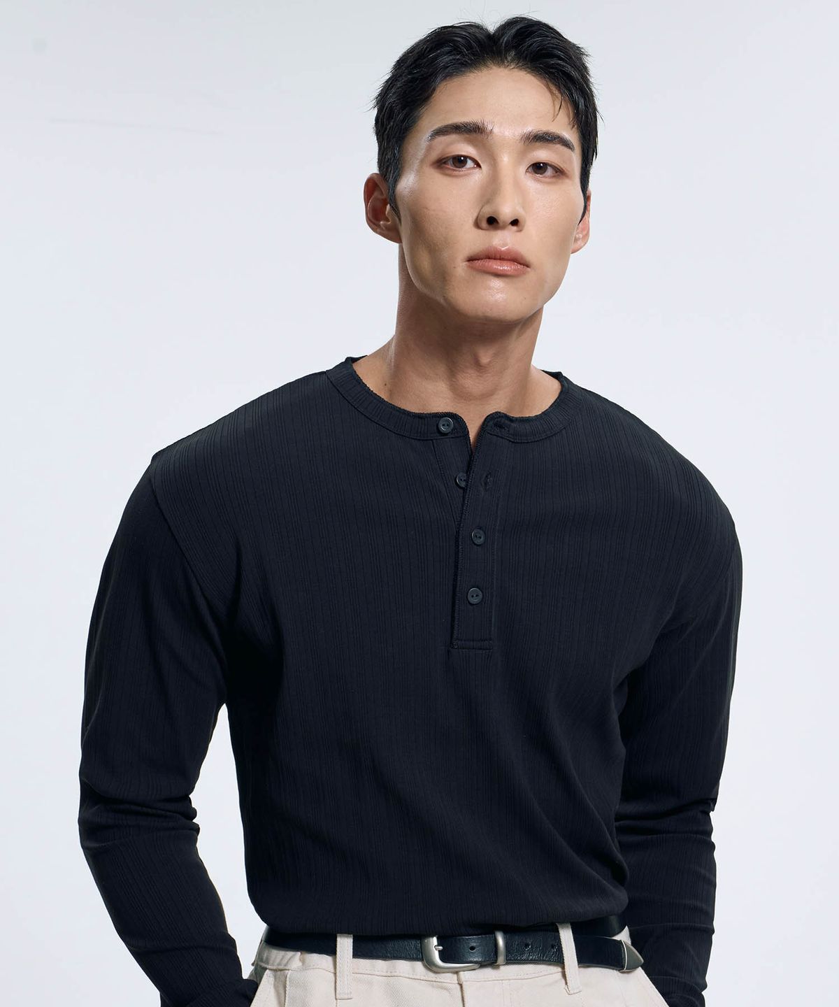 토런스(TOLANCE) 헨리넥 머슬핏 골지 롱슬리브 3Color