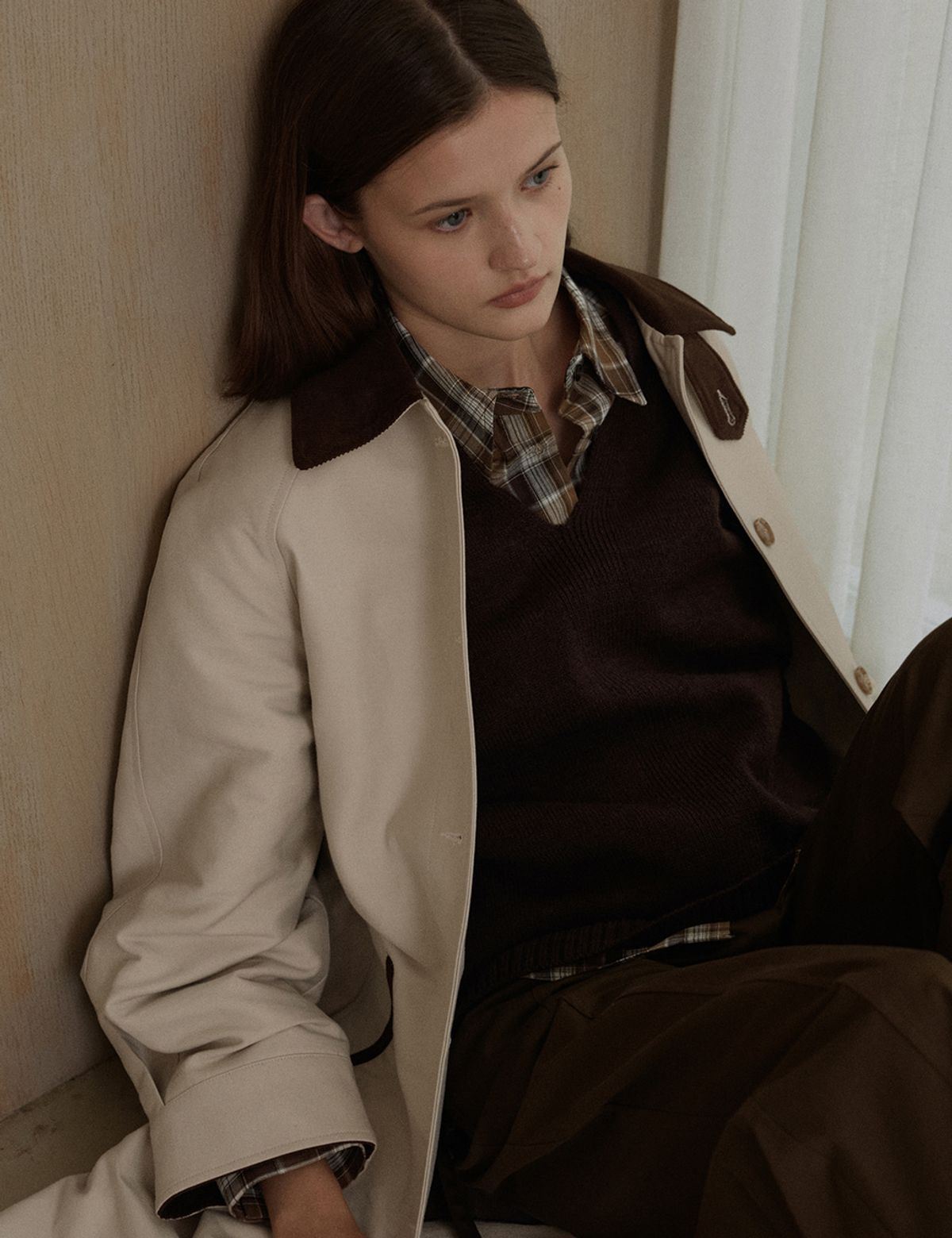 더엘로(THEELO) Two-Tone Trench Jacket (Beige)
