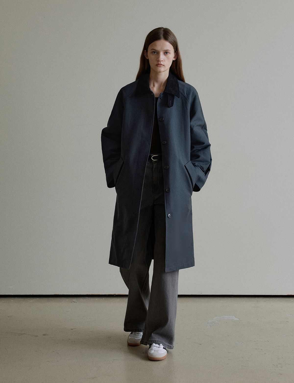 더엘로(THEELO) Two-Tone Trench Jacket (Navy)