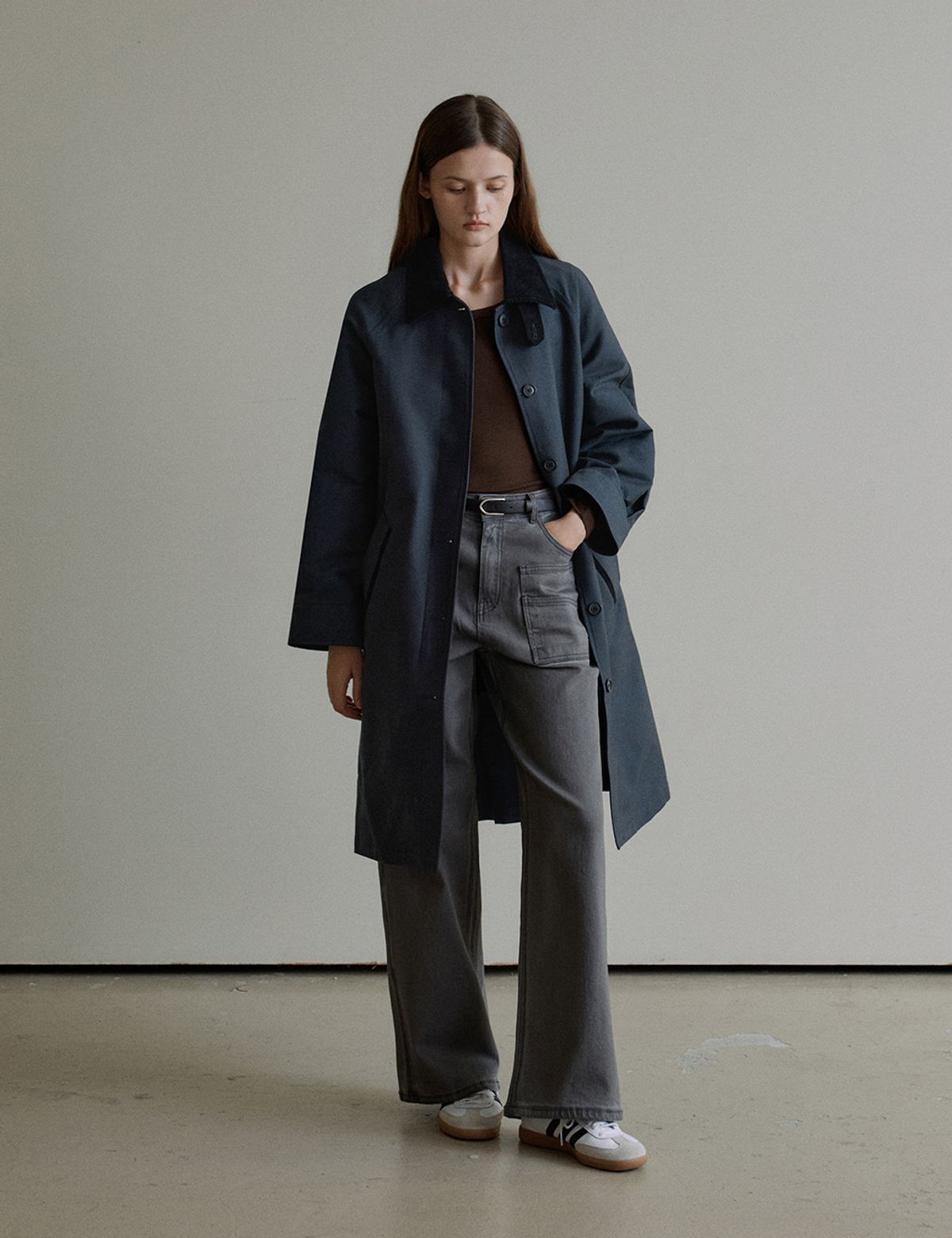 더엘로(THEELO) Two-Tone Trench Jacket (Navy)