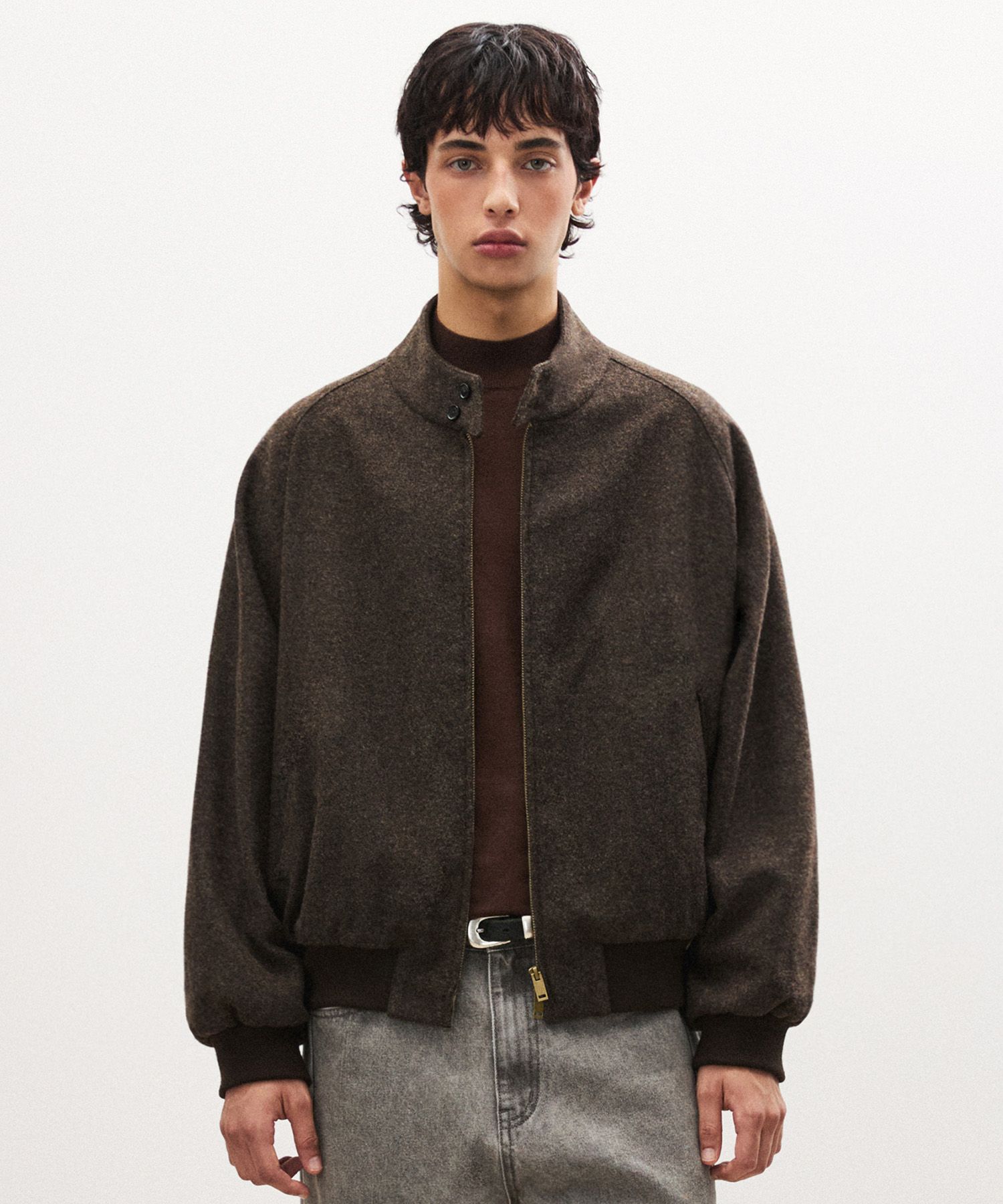 MHL ウール100% ダークブラウン ジャケット 12420109-as.jpg