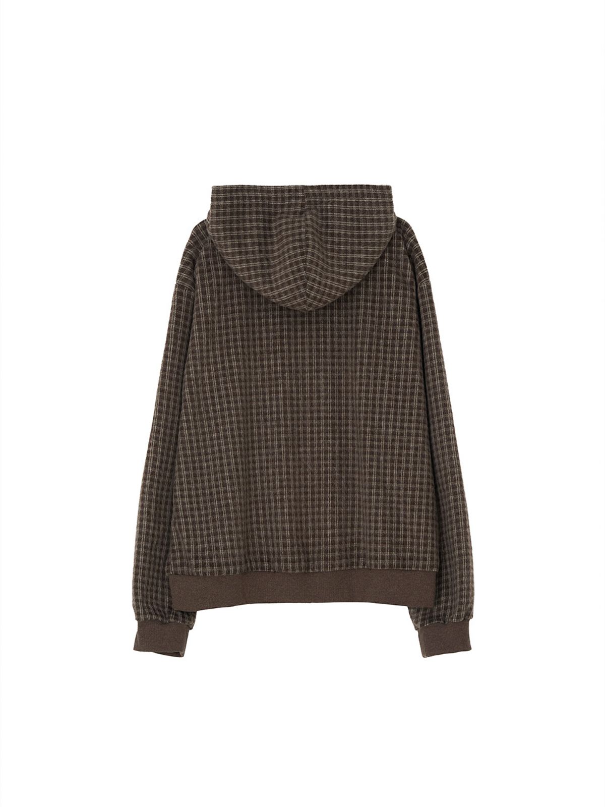 기준 맨(KIJUN MEN) Hairy Plaid Hoodie Zip-Up Brown