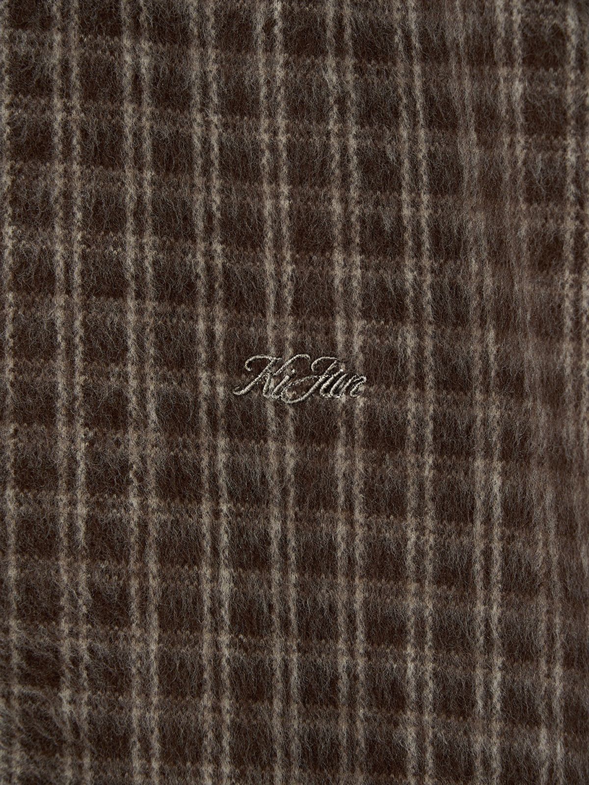 기준 맨(KIJUN MEN) Hairy Plaid Hoodie Zip-Up Brown