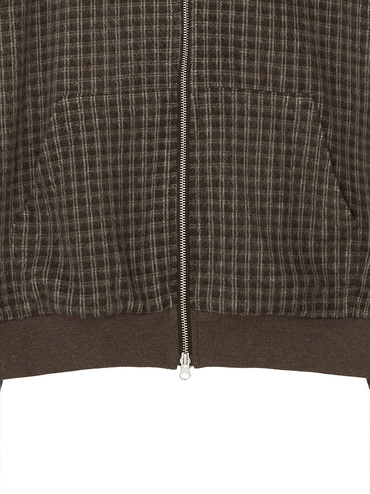 기준 맨(KIJUN MEN) Hairy Plaid Hoodie Zip-Up Brown