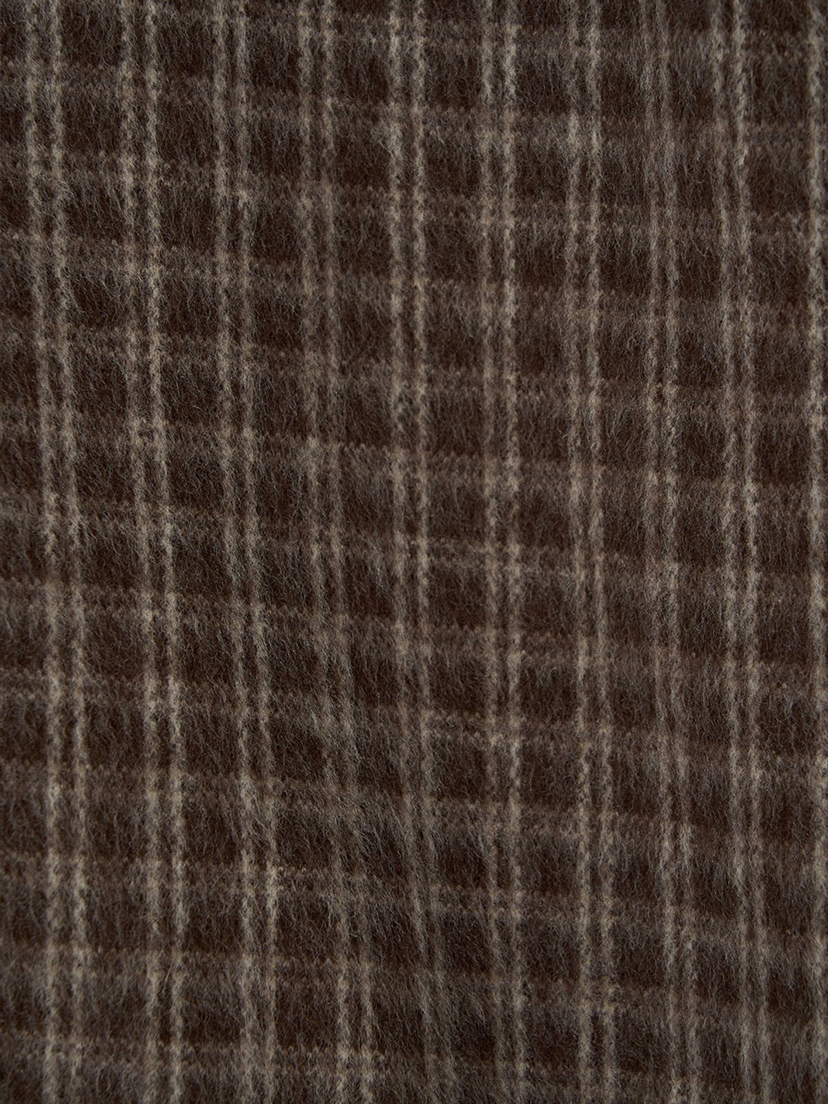 기준 맨(KIJUN MEN) Hairy Plaid Hoodie Zip-Up Brown