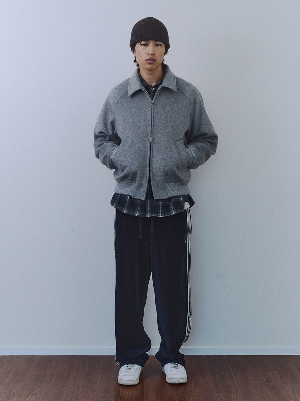 기준 맨(KIJUN MEN) Hairy Wool Blouson Melange Grey